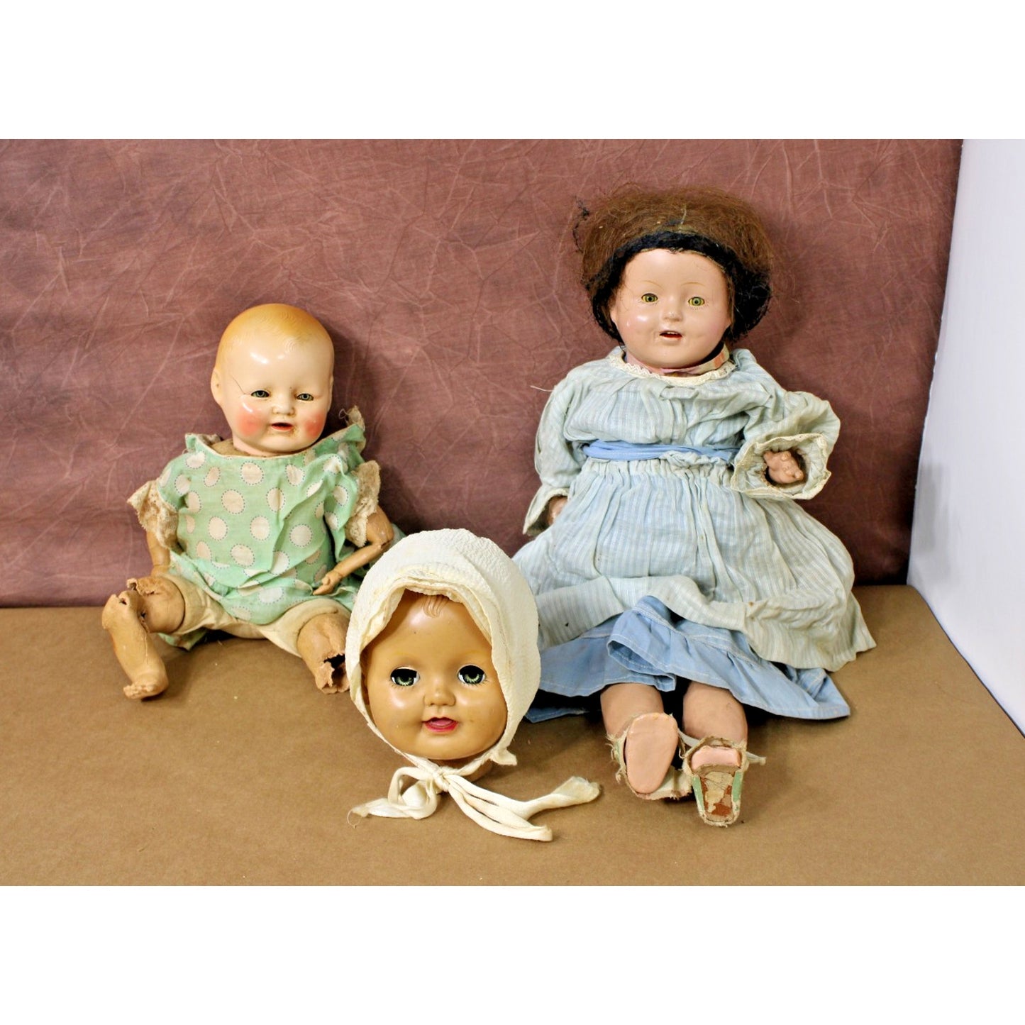 Creepy Old Antique Doll Lot, Truly Terrifying Halloween Decor-- See Description