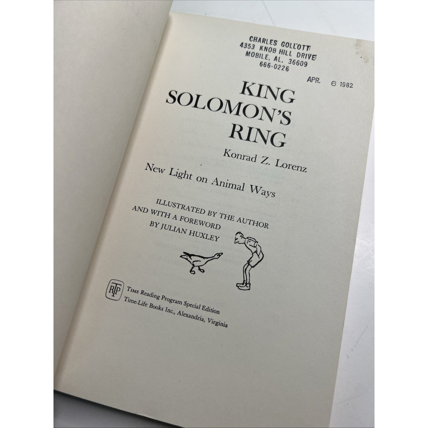 King Solomon's Ring by Konrad Lorenz 1962 Time-Life Illustrated Paperback Book