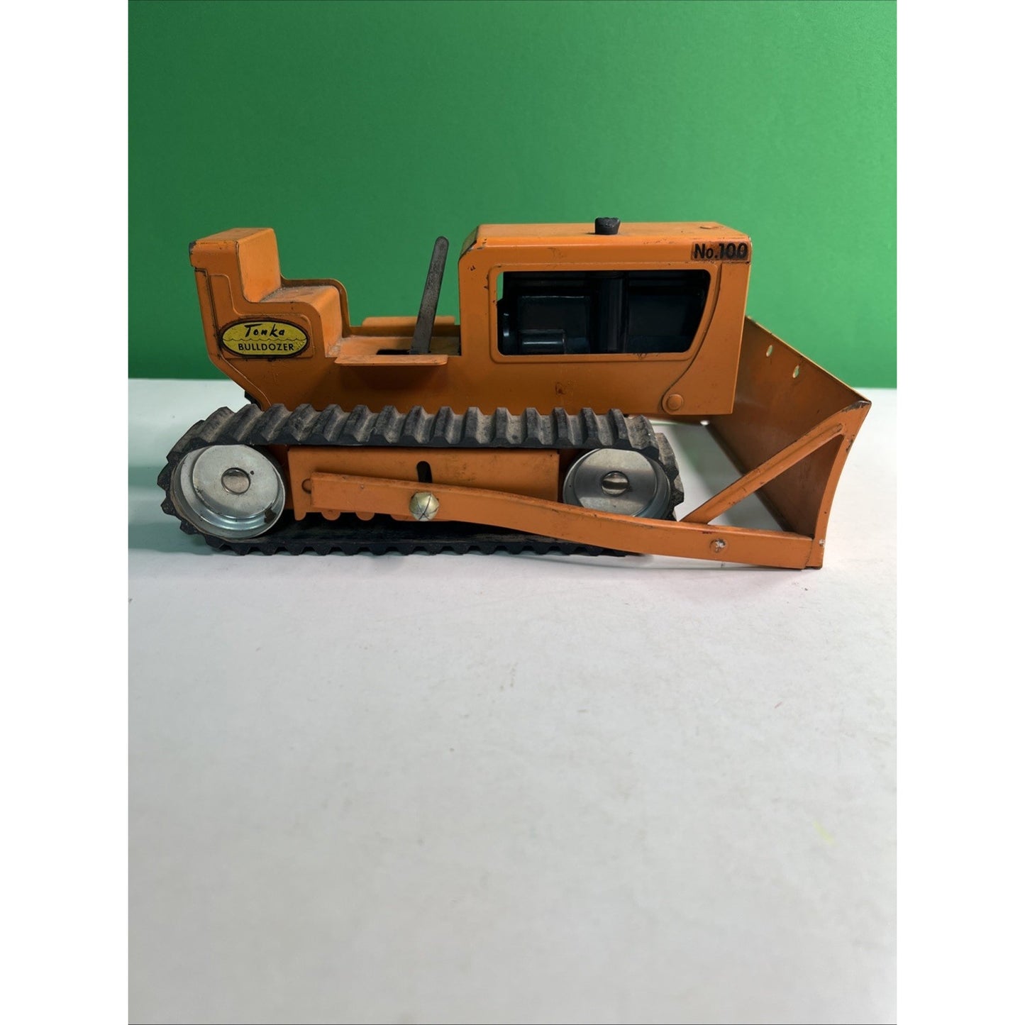 Vintage Orange 1960's Mighty Tonka Toys Bulldozer Pressed Steel Original No. 100
