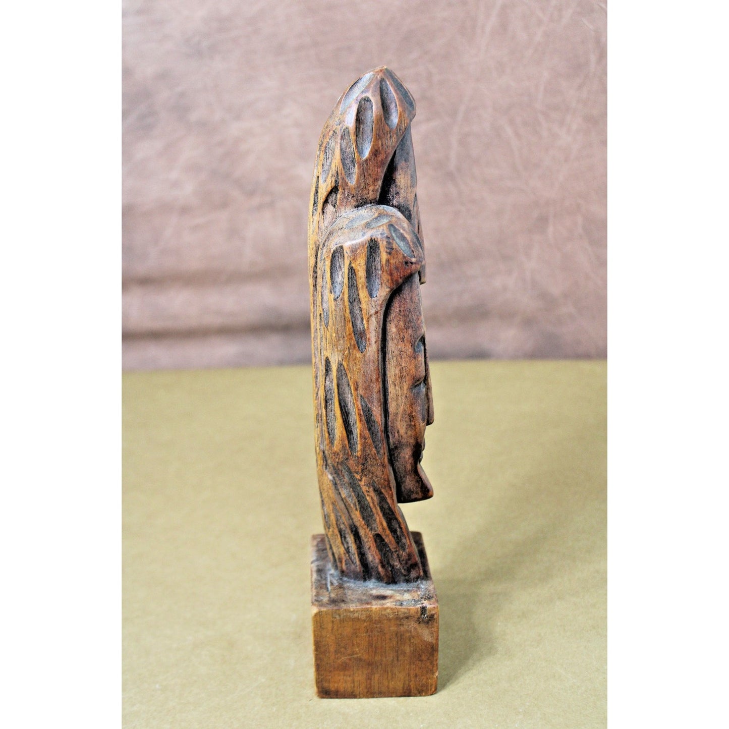13" African Carved Wood Double Face Sculpture Bust Statue Figurine Art Decor