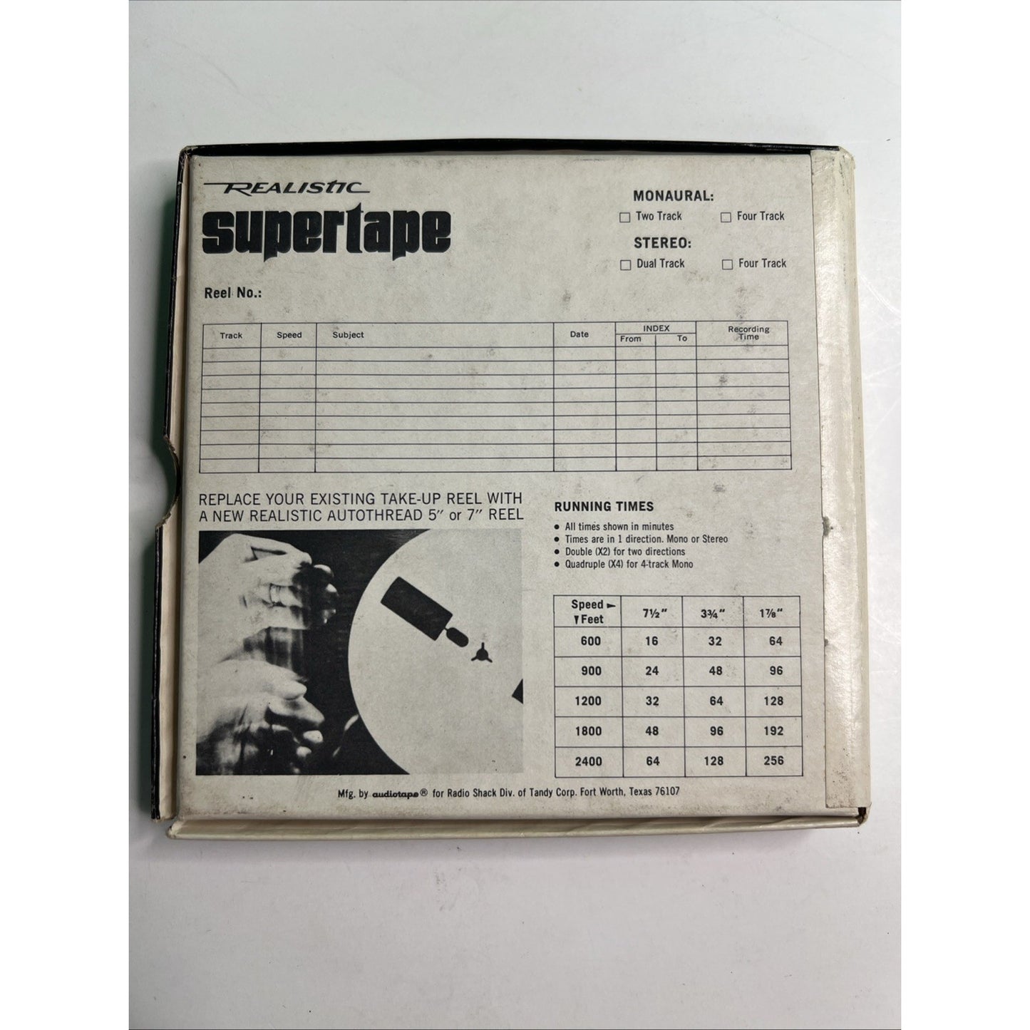 Vintage Realistic Supertape 900 Feet 5” Reel To Reel Tape