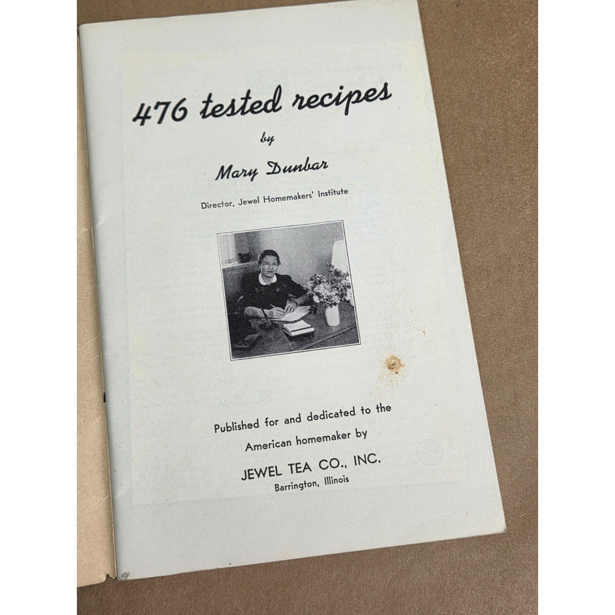 Vintage Jewel Tea Co Mary Dunbar 476 Tested Recipes Autumn Leaf Cookbook 1940s