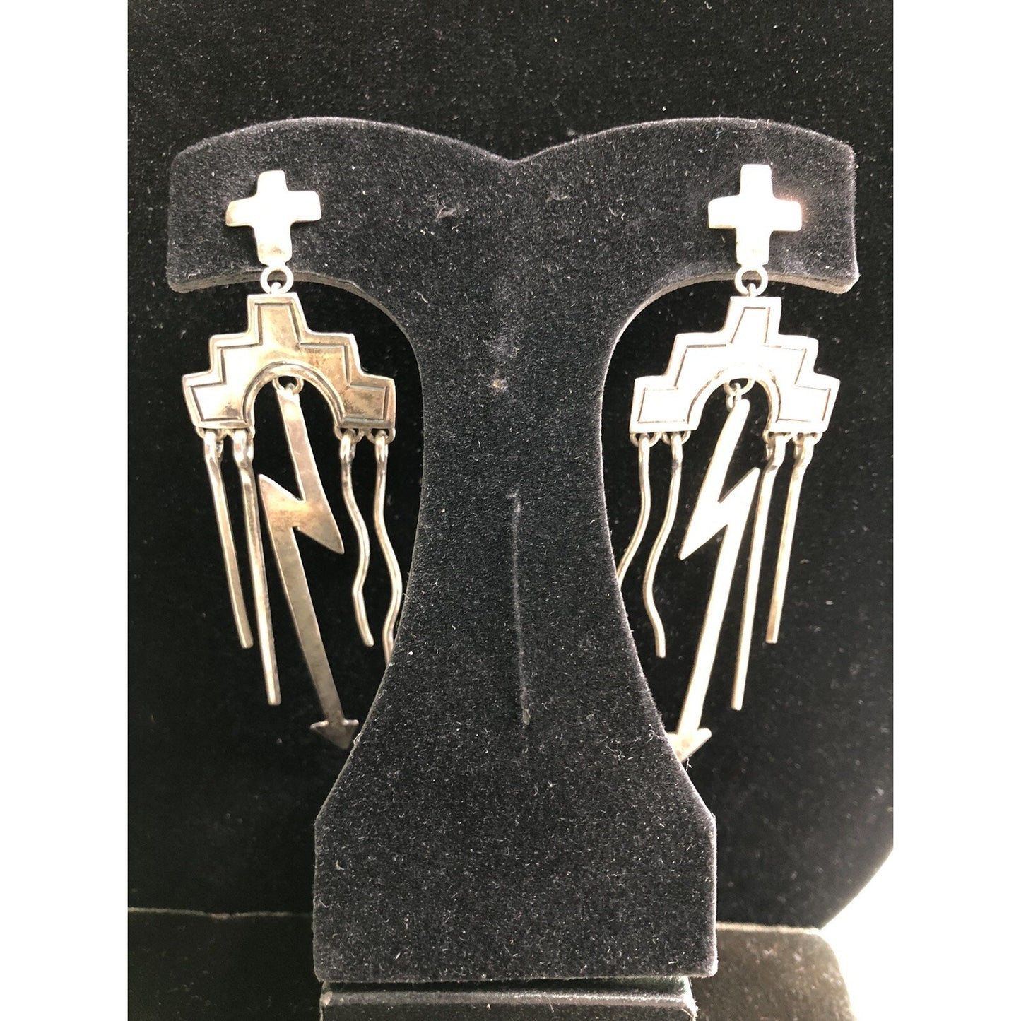 Vintage Signed Stamped Nora Nelson Navajo Sterling Pierced Earrings Native