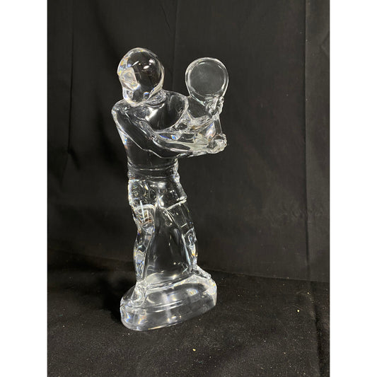 Vintage Baccarat Crystal- Male Tennis Player 10-Inch Statue