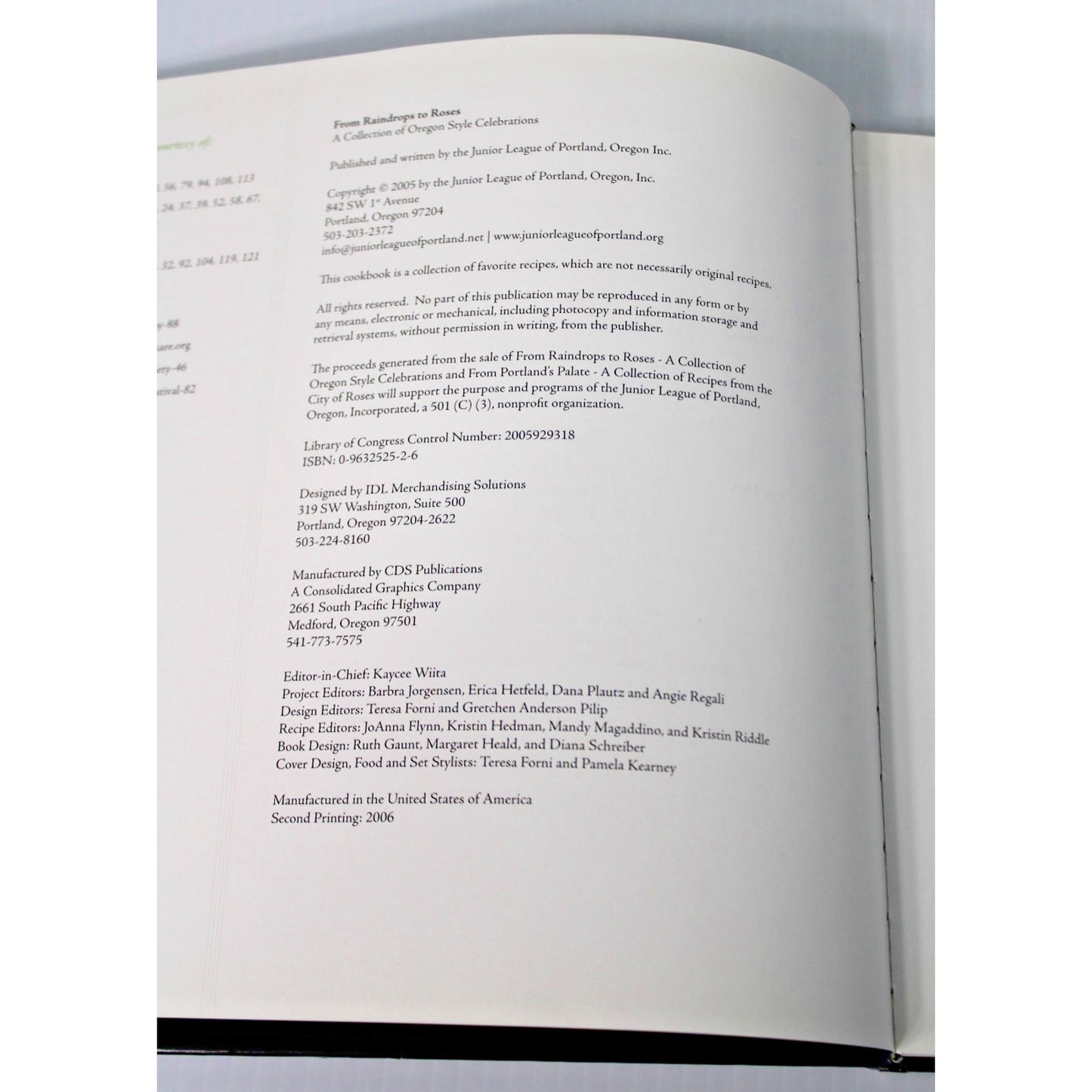 From Raindrops To Roses- Junior League of Portland, OR Cookbook, 2005