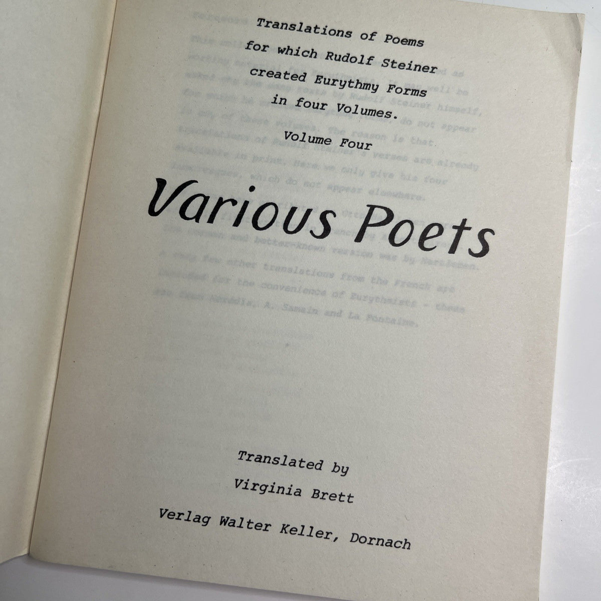Pair Of Translations Various Poets & Steffen by Virginia Brett Eurythmy Forms