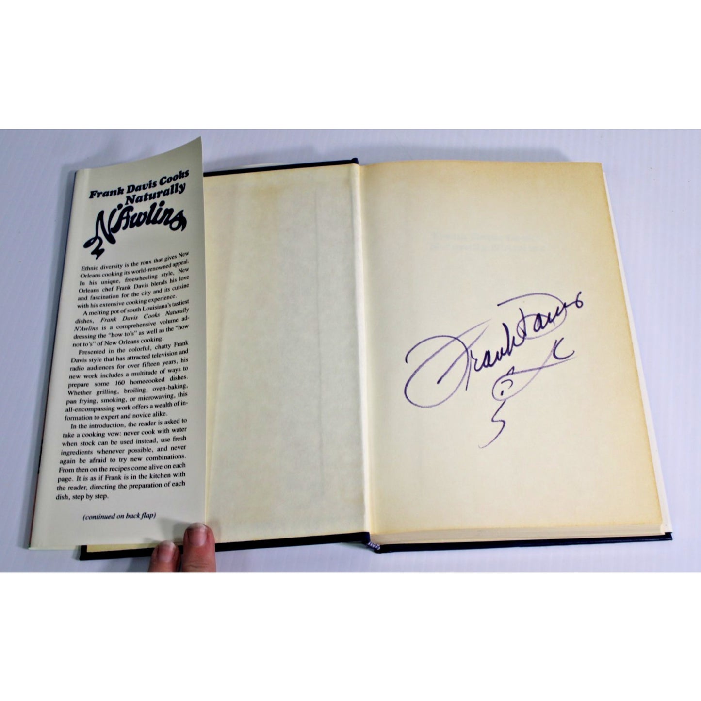 Signed "Frank Davis Cooks Naturally N'Awlins" New Orleans Cookbook Pelican 1990
