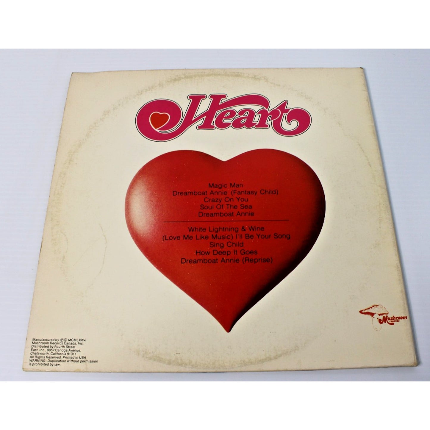 Heart- Dreamboat Annie, 1976 Mushroom MRS 5005 Gatefold LP w/ Sleeve, LA- EX/ VG