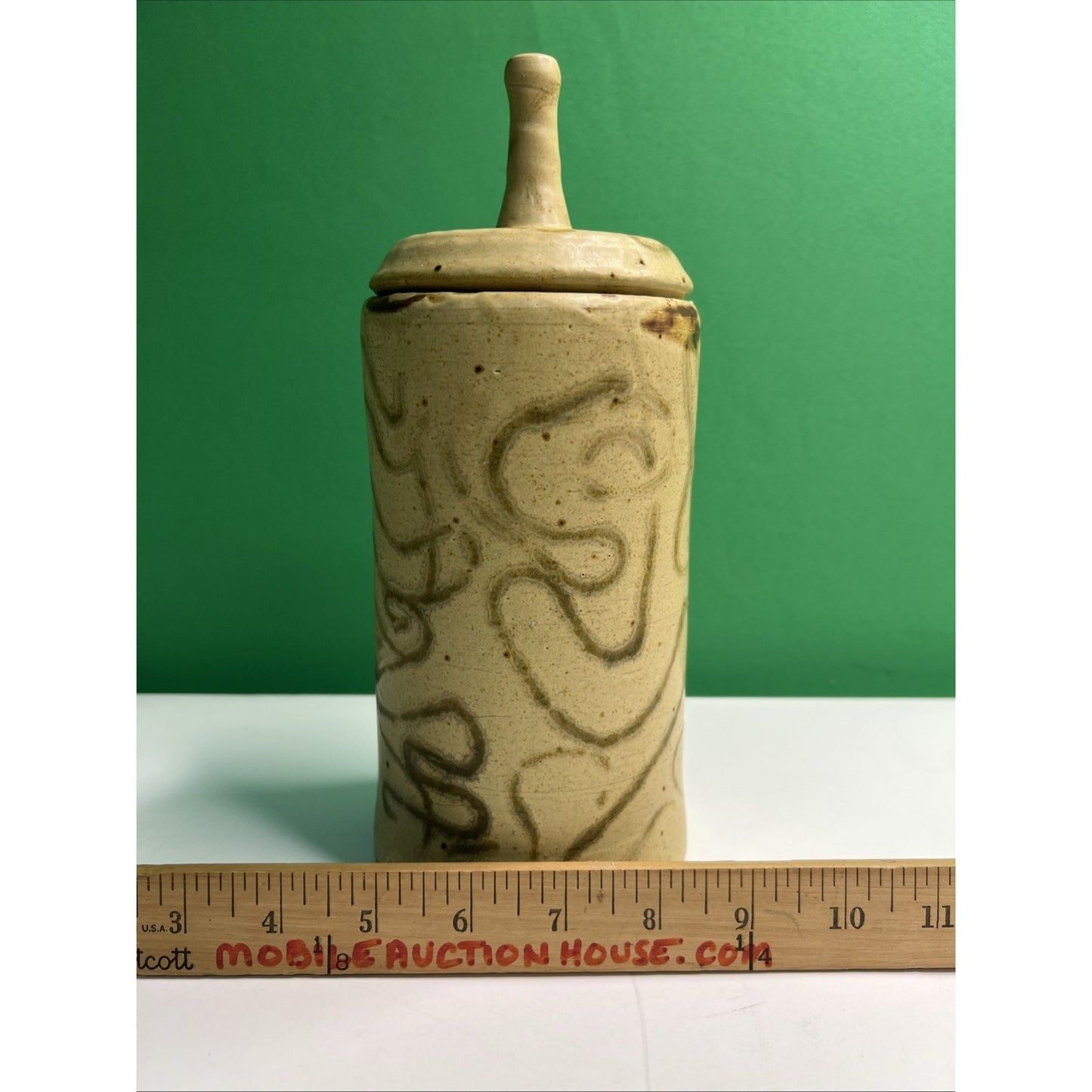 Studio Art Pottery Lidded Vessel Artist Signed “RJB” American Ceramic Vase Jar