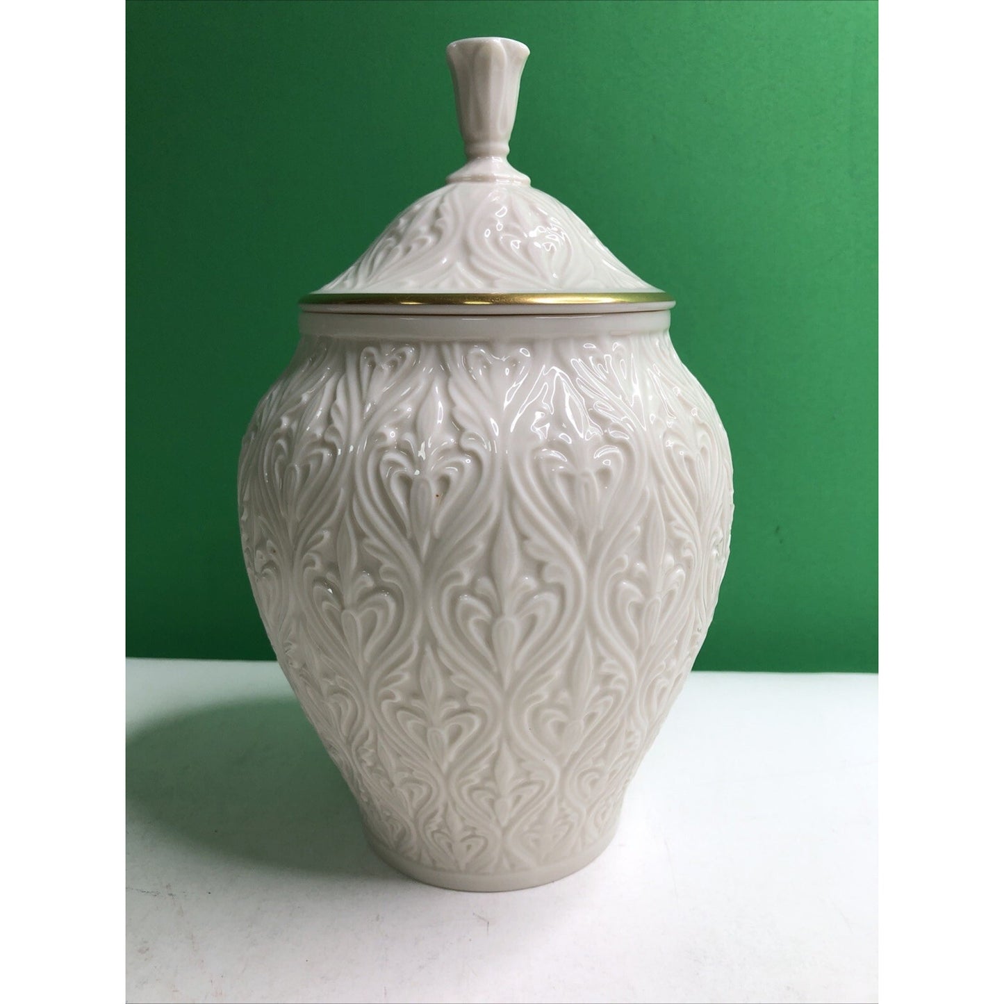 Vintage Early 1970s Lenox 9” Kismet Candy Jar w/ Lid, 24k Gold Trim, Porcelain