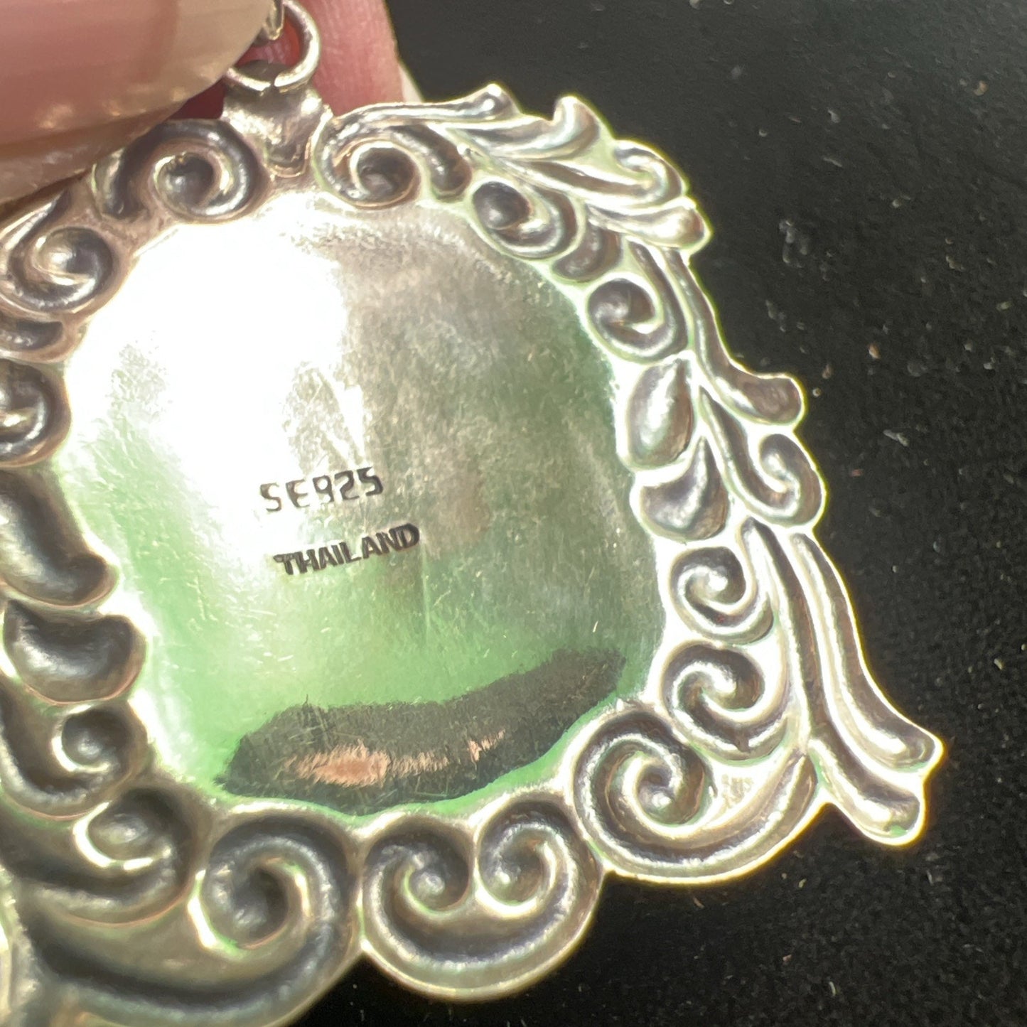 Vintage Sterling Silver Shield Medallion Pendant Monogrammed