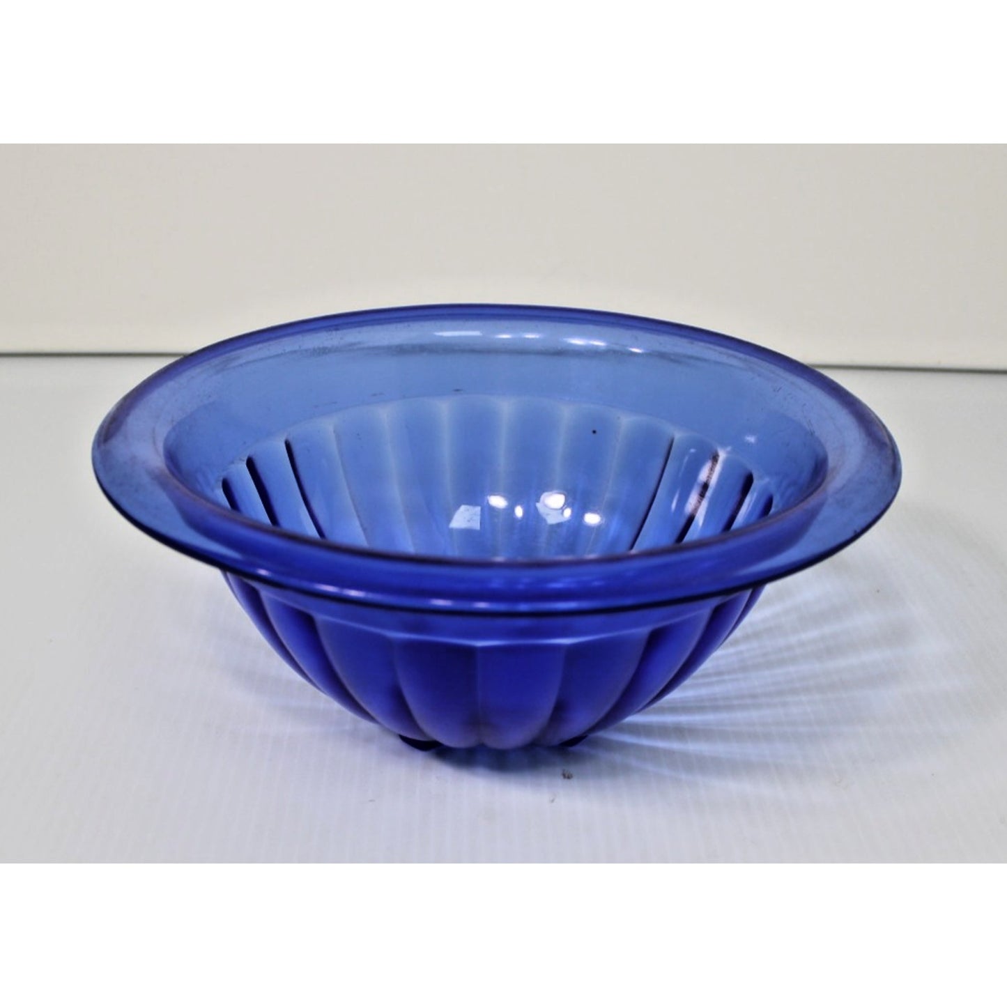 Vintage Hazel-Atlas Cobalt Blue Pillar Optic Bowl 1930's Depression Glass, 10.5"