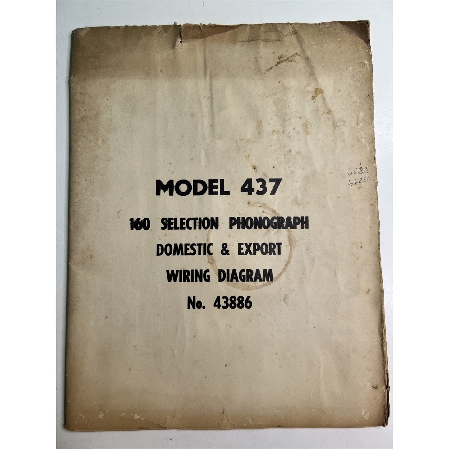 ORIGINAL ROCK-OLA MODEL 437 160 SELECTION PHONOGRAPH WIRING DIAGRAM No. 43886