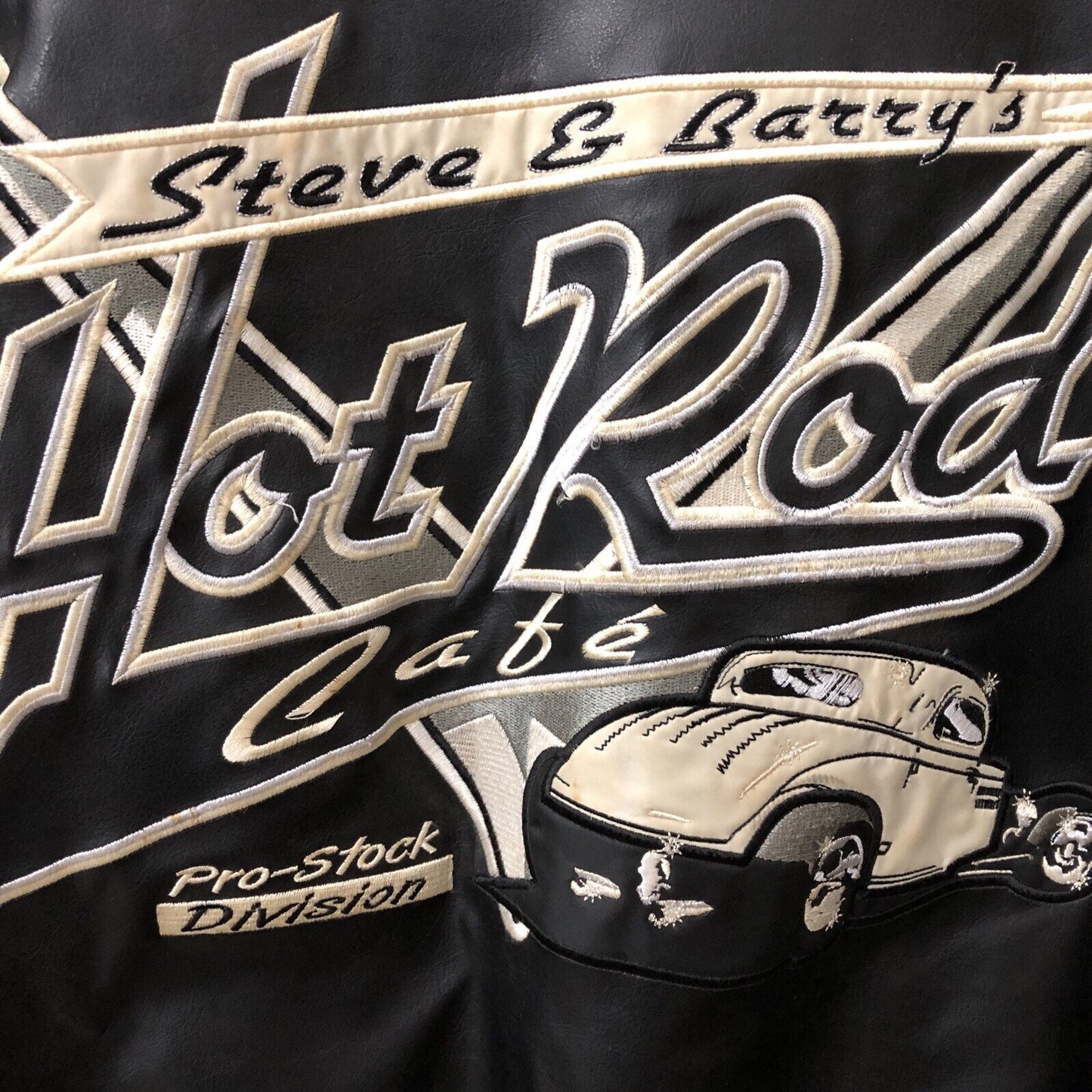 Steve & Barrys Hot Rod Cafe V Eights Rare Bomber Varsity Jacket Men’s L Black