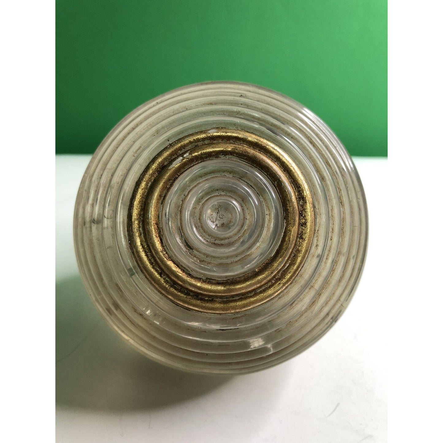 Vintage SOLID GLASS SPHERE Ball Ribbed Gilt MCM Unique Interesting RARE LARGE