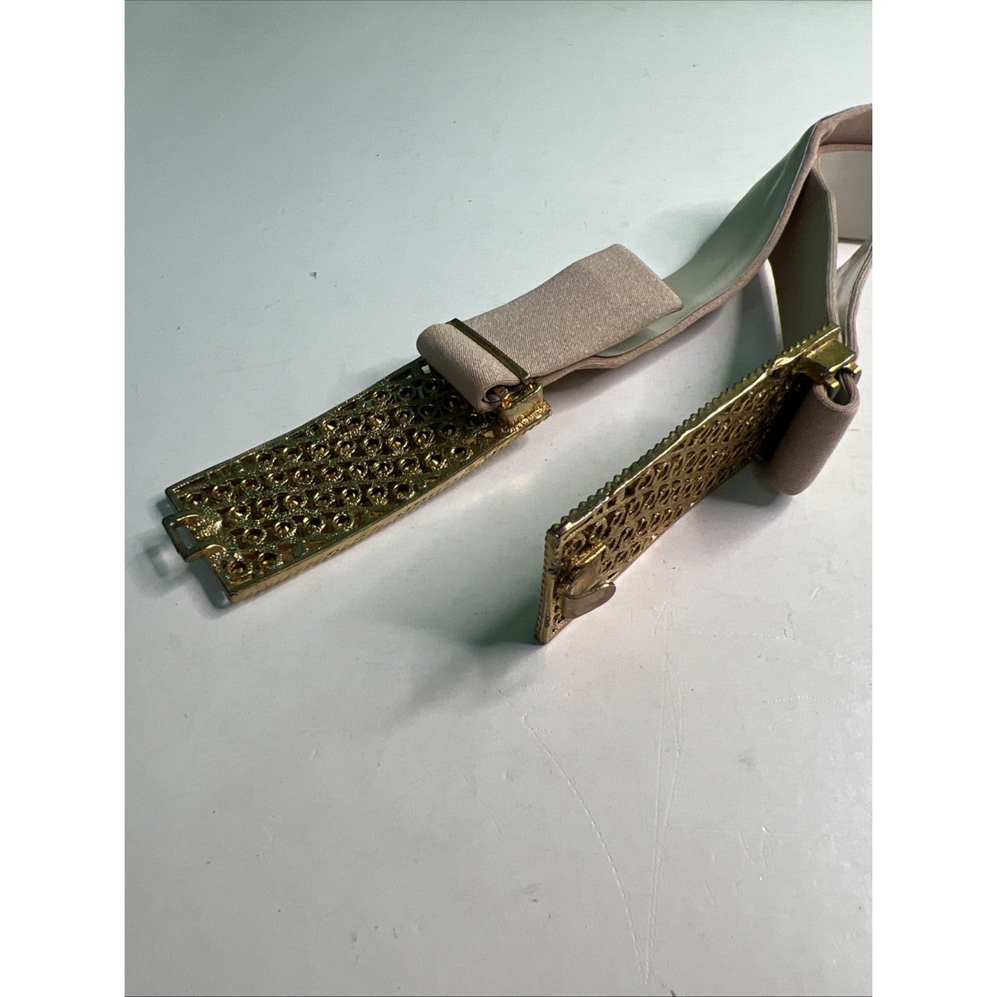 Frances Hirsch France Gold Brocade & Rhinestone Clutch Purse With Matching Belt