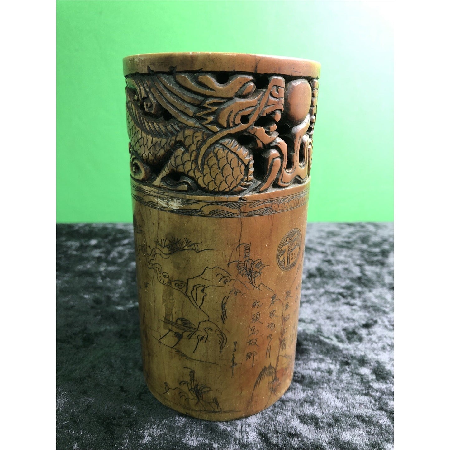 Chinese Hand Engraved Stone Paper Weight