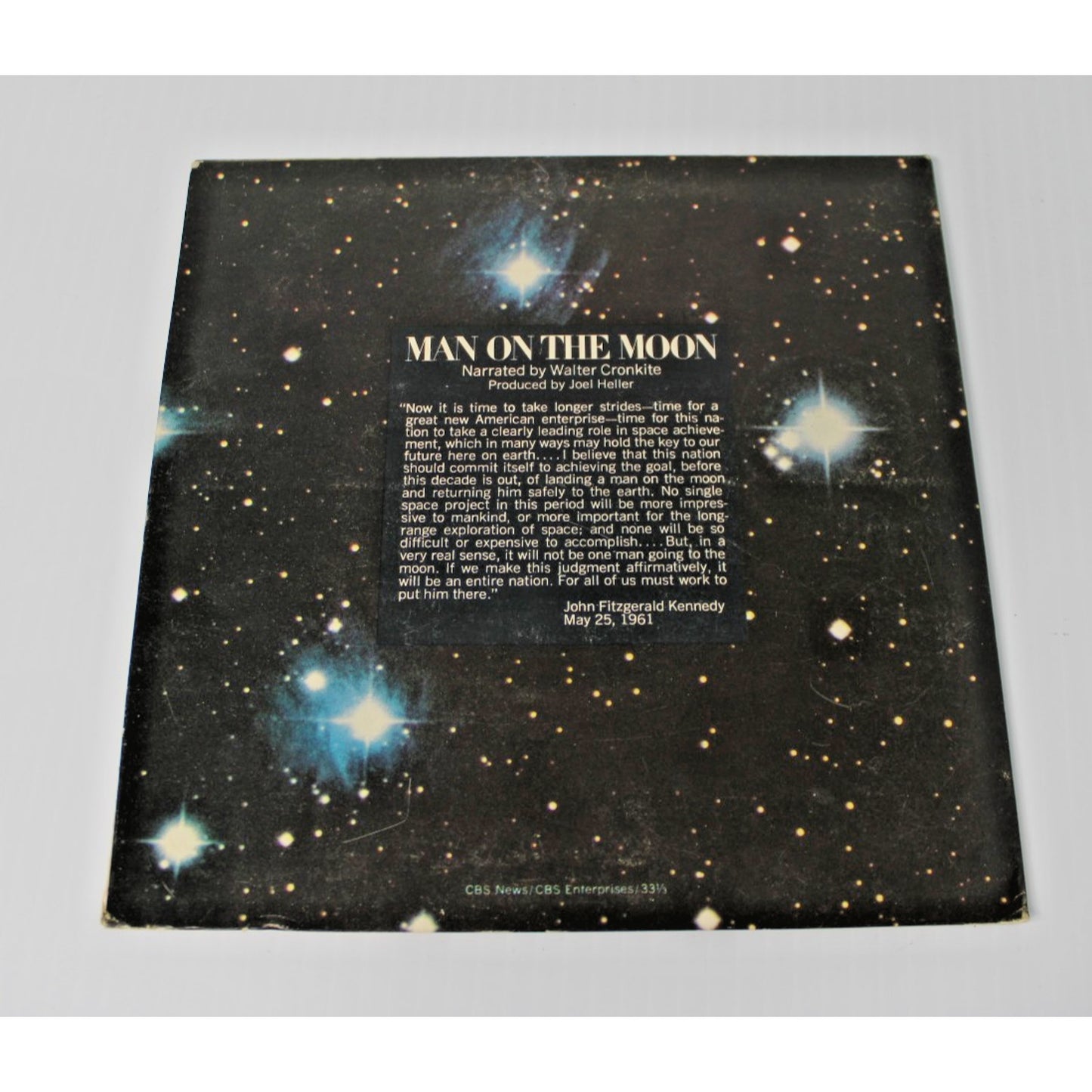 Man On The Moon- Walter Cronkite- 1969 CBS News 7" 33 RPM Picture Sleeve- EX!