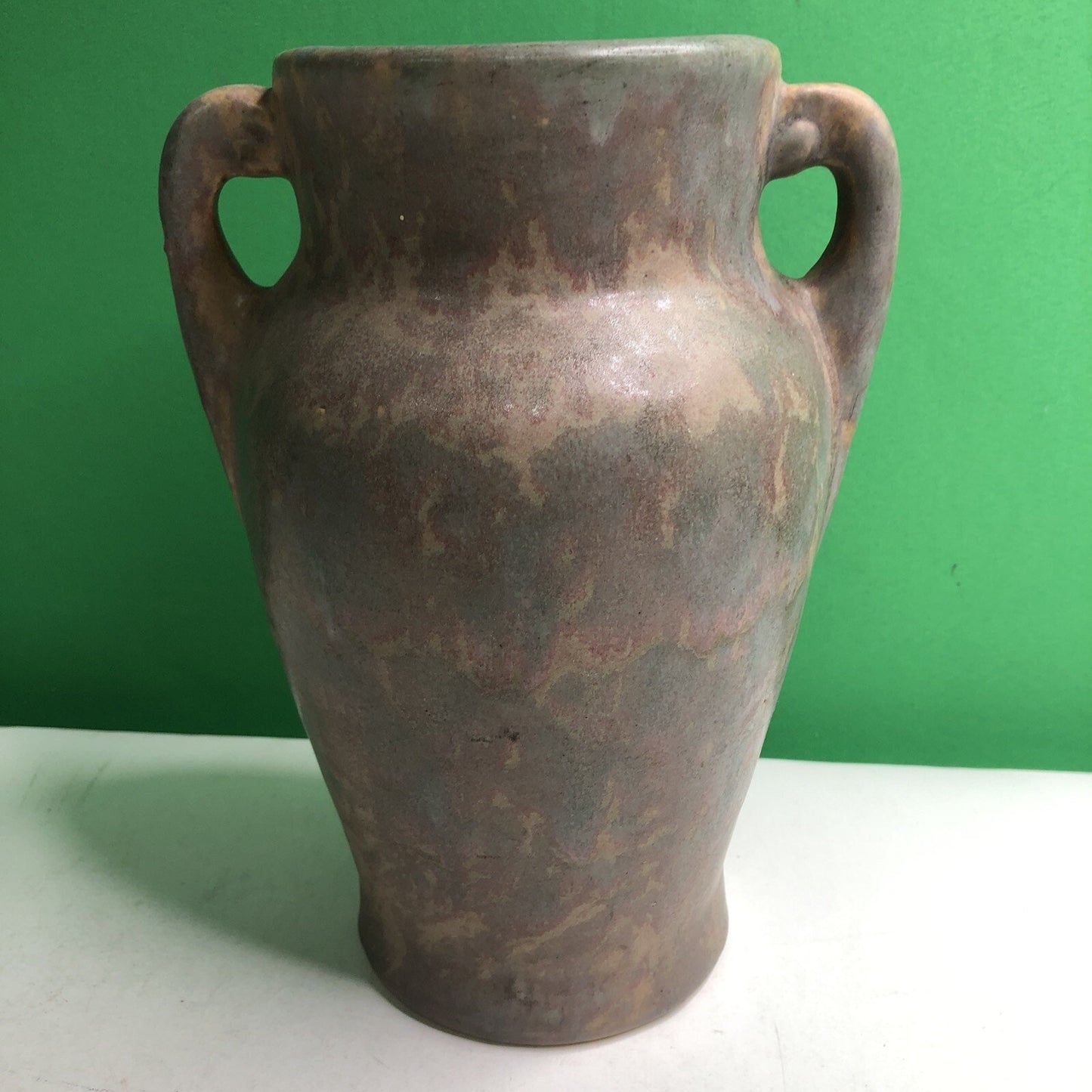 Brush McCoy 1930s Vintage Art Deco Pottery Mottled Brown Ceramic Vase