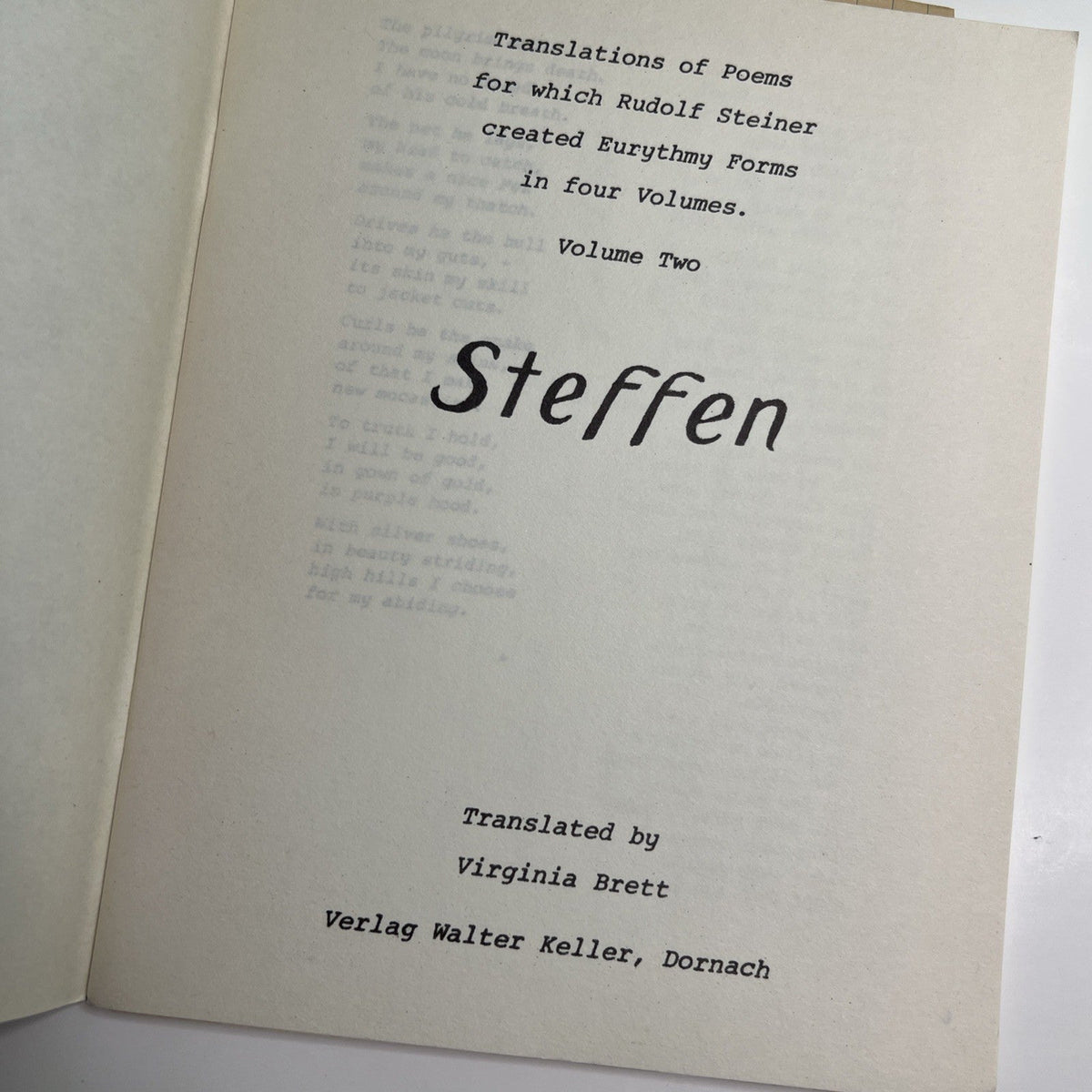 Pair Of Translations Various Poets & Steffen by Virginia Brett Eurythmy Forms