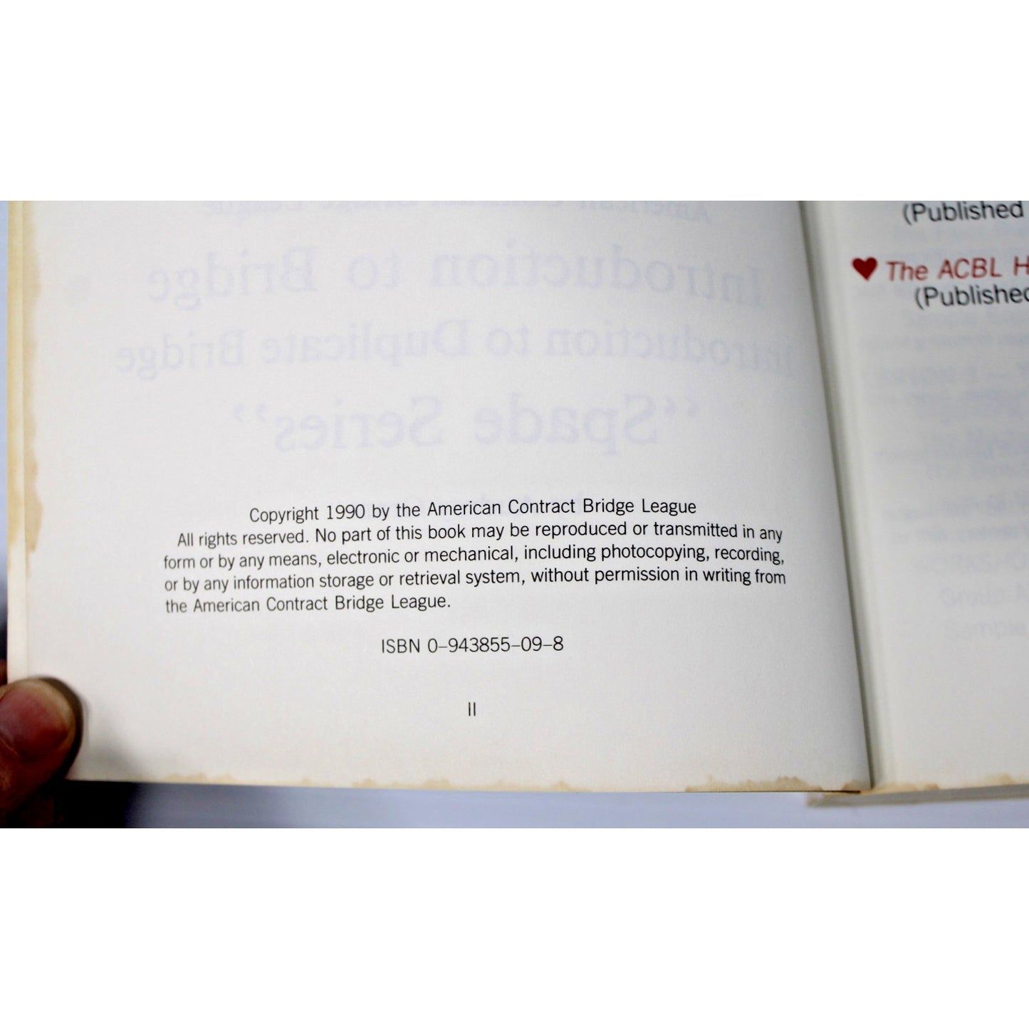 Introduction to Duplicate Bridge: Spade Series- Audrey Grant, 1990 1st Edition