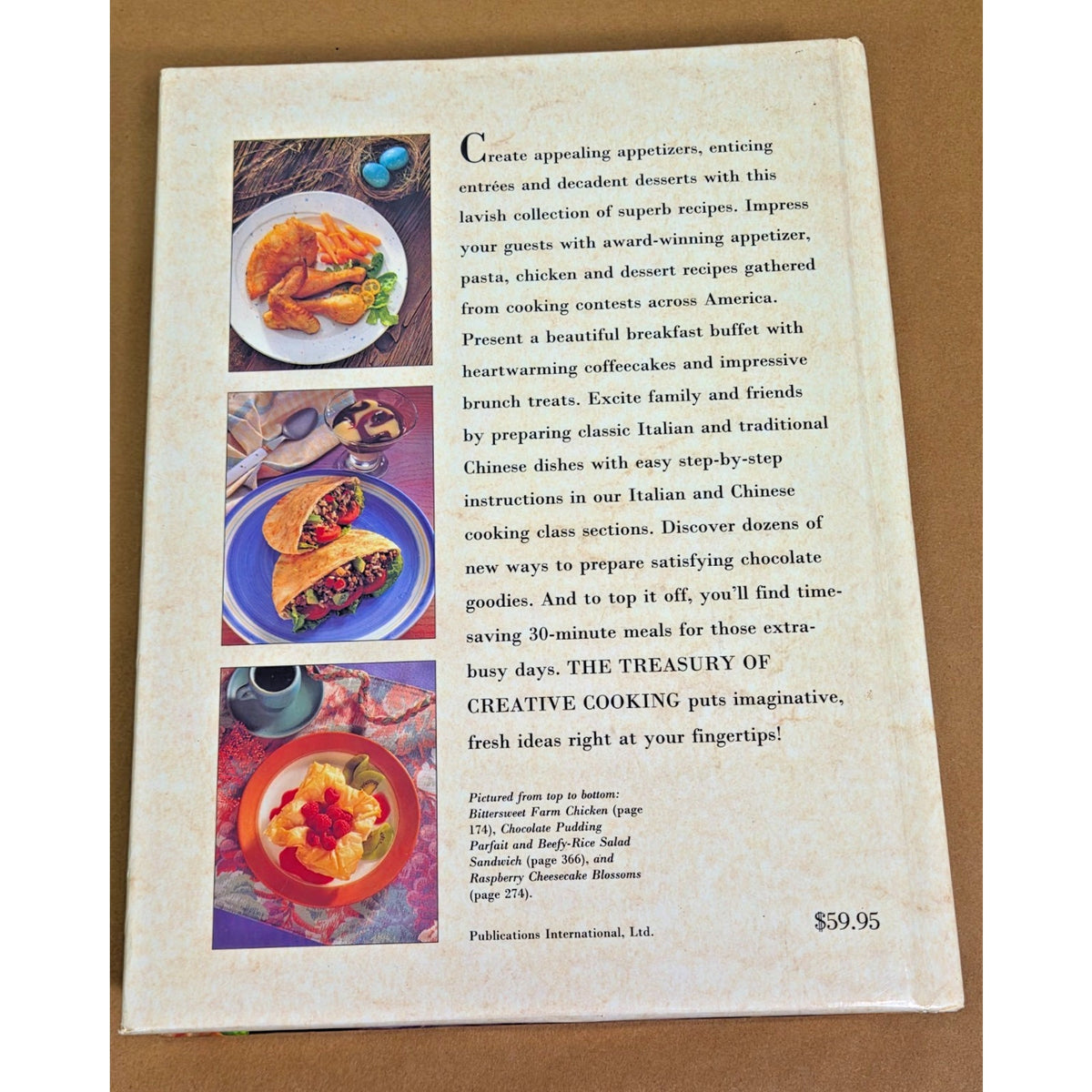 Vintage 1992 Treasury of Creative Cooking Cookbook - Gold Gilded Edges HC VG+