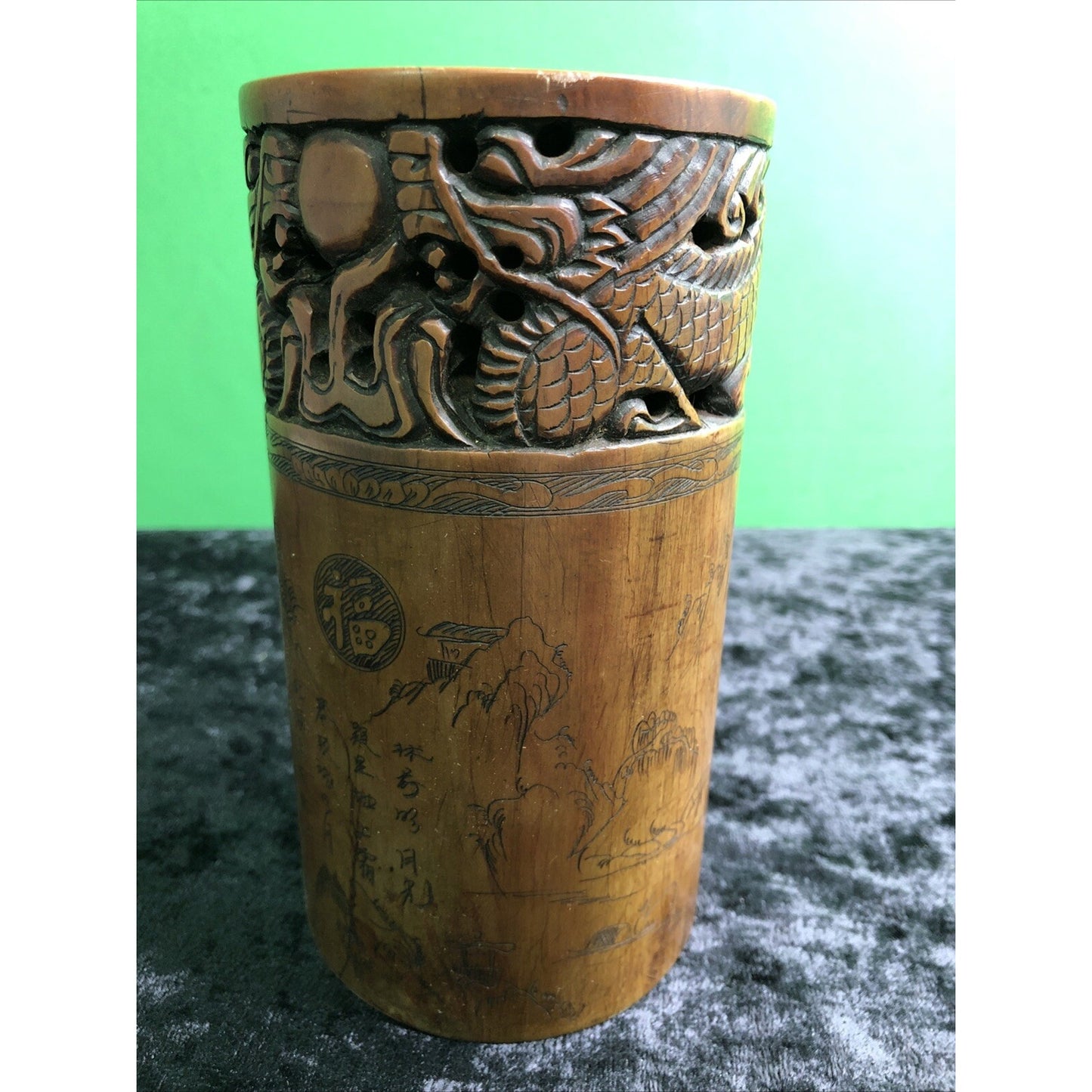 Chinese Hand Engraved Stone Paper Weight