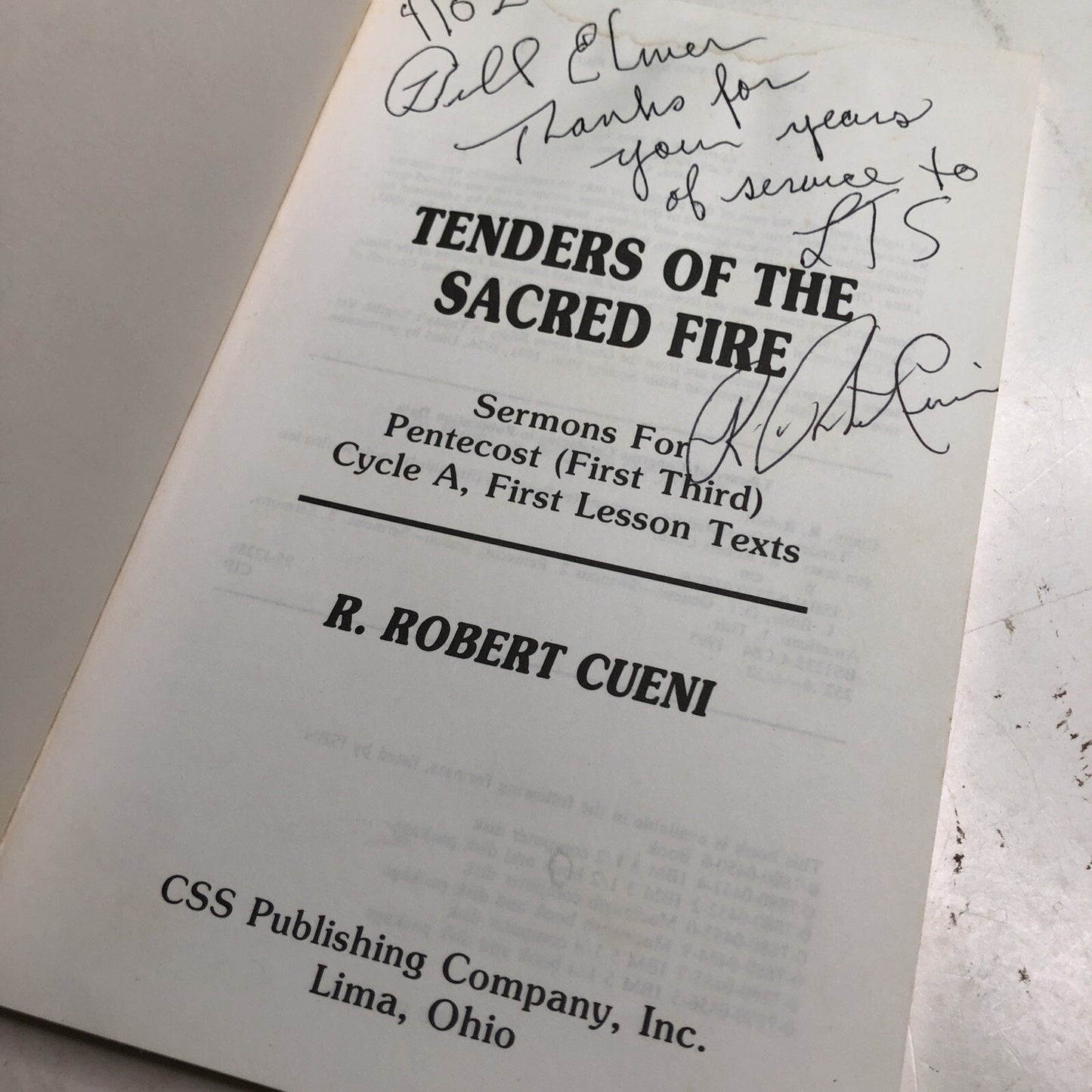 Tenders of the Sacred Fire: Sermons for the Season After Pentecost SIGNED CUENI