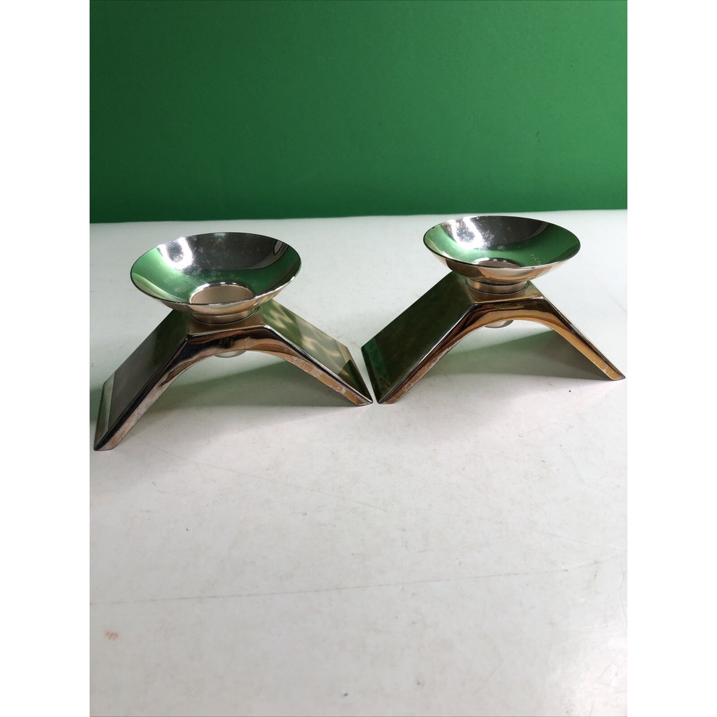 WMF IKORA (Set of 2) Germany Silverplate Candle Holders #4847 Preowned