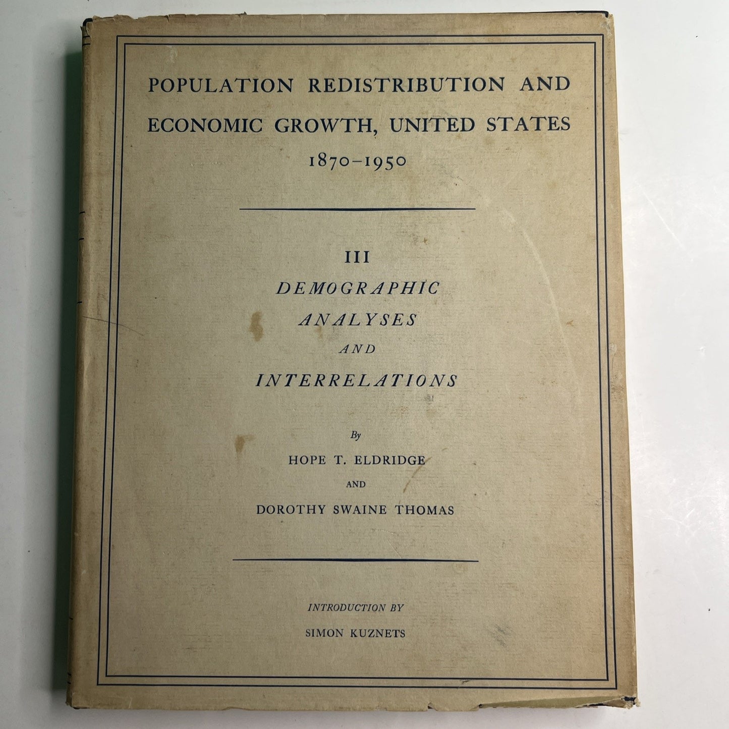 1964 HC DJ Population Redistribution Economic Growth US 1870-1950 Eldridge Thoma