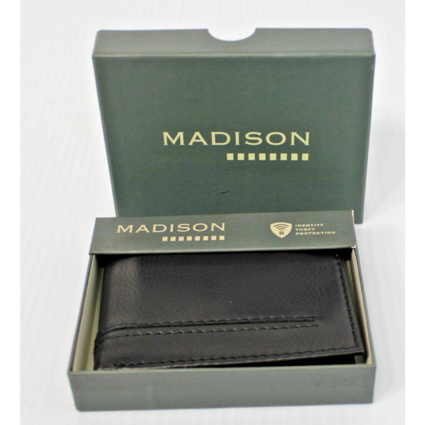 New Madison Men's Wallet, Black, With RFID Protection, Genuine Leather, Boxed
