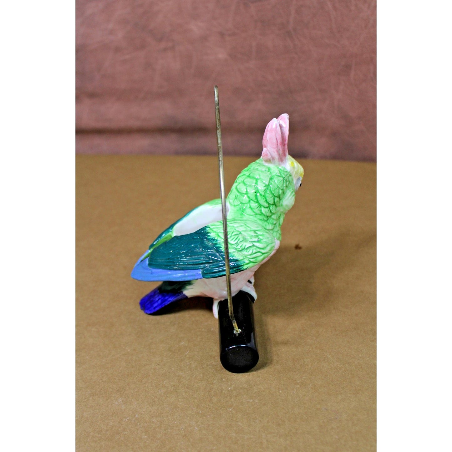 Colorful Painted Ceramic Hanging Cockatiel/ Parrot Majolica Pottery Planter