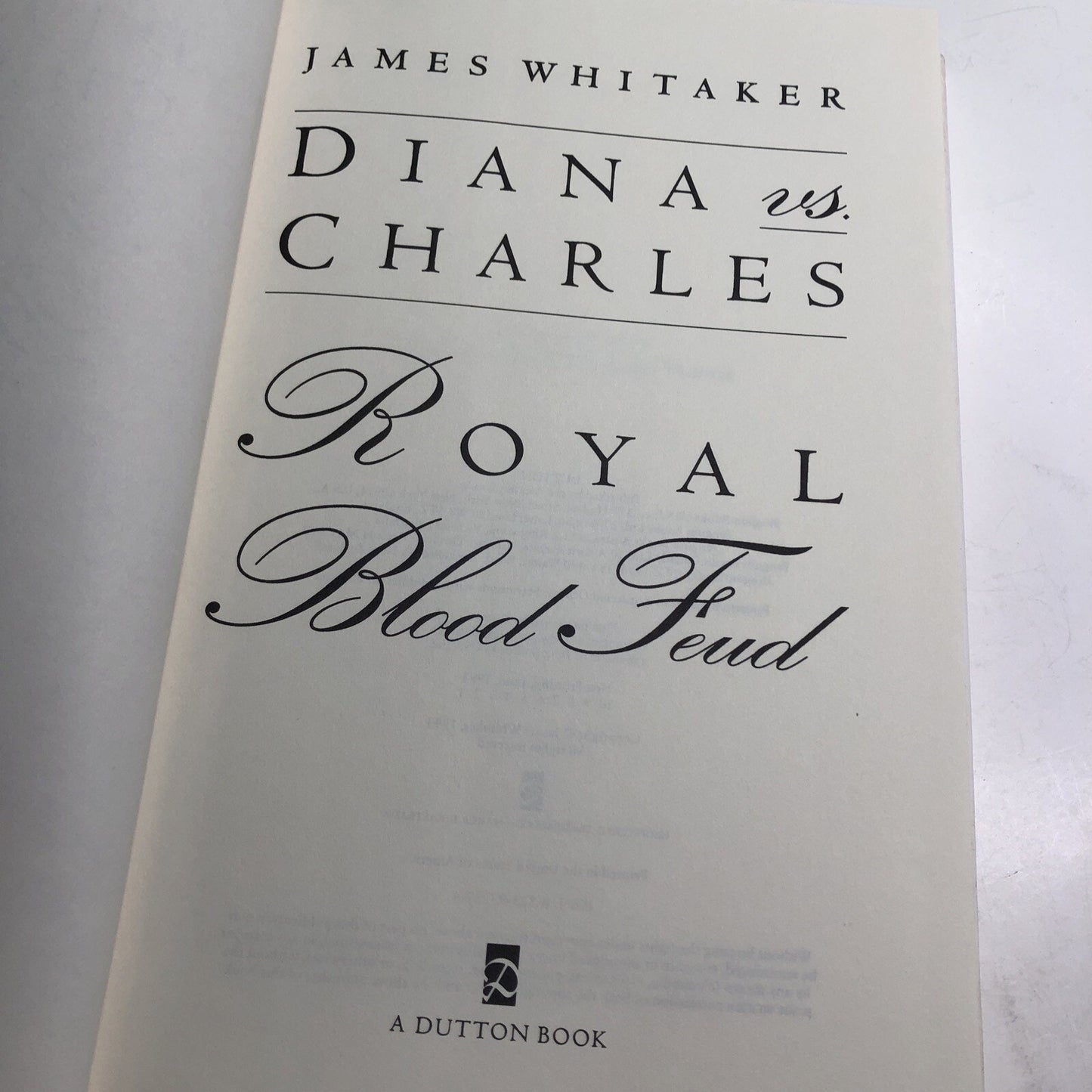 Vintage Diana vs. Charles: Royal Blood Feud by James Whitaker 1993 HC DJ