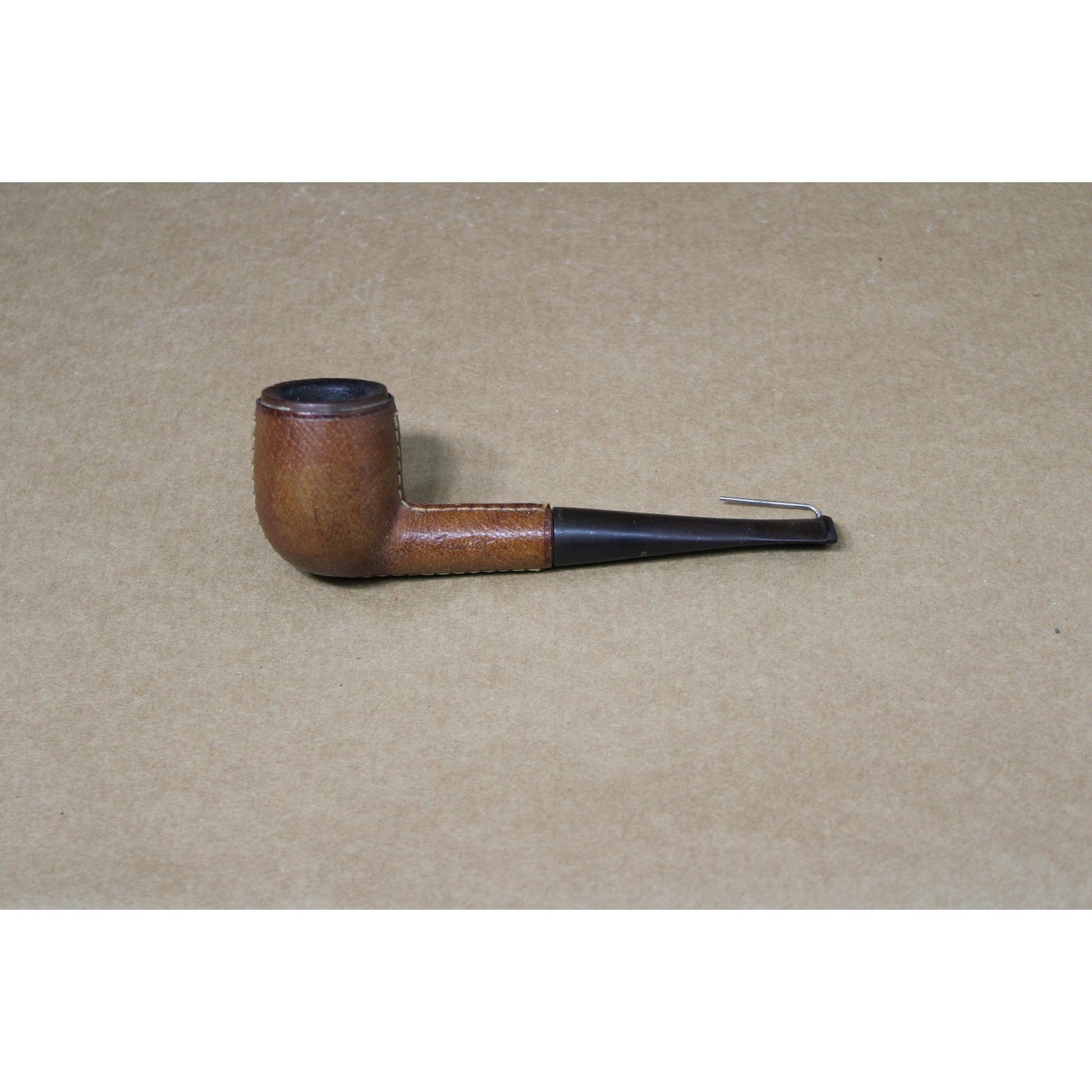Vintage French Leather-Covered Tobacco Pipe, Jeantet of Saint-Claude