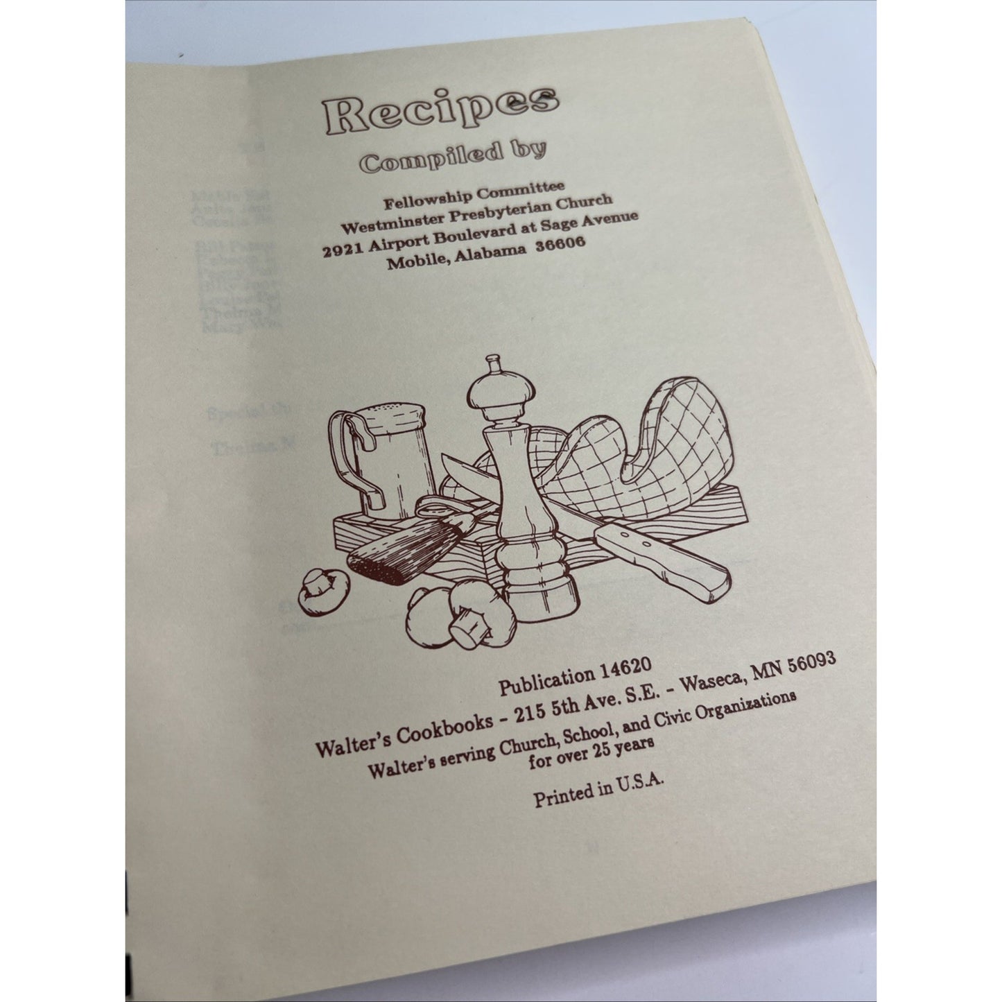 Cookbook MANNA PREDESTINED TO BE GOOD Westminster Presbyterian Mobile Alabama