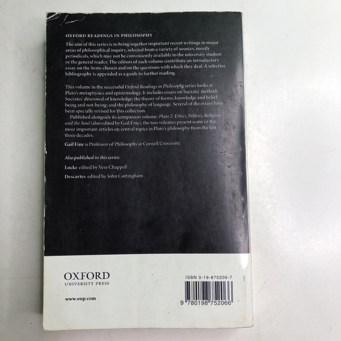 PLATO 1 & 2 by Gail Fine 1999 Oxford Philosophy Paperback
