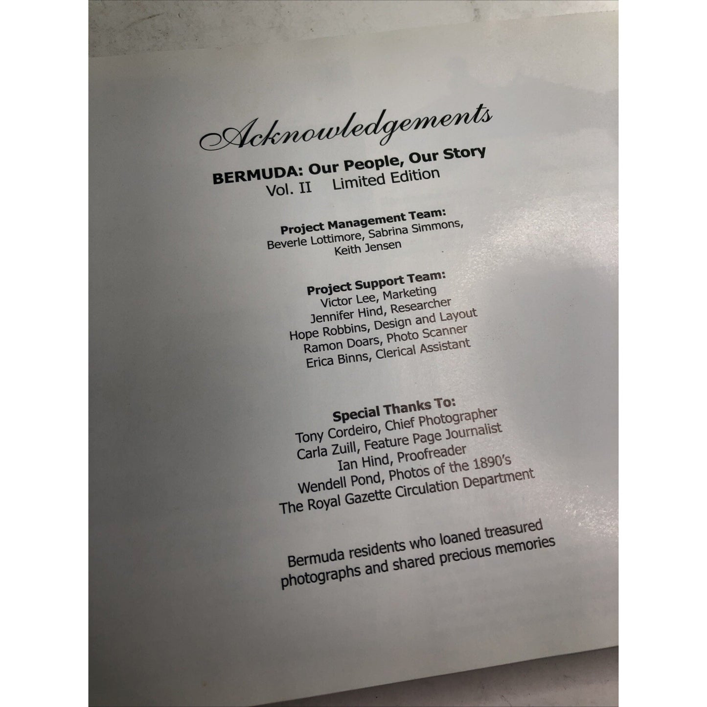 BERMUDA: OUR PEOPLE, OUR STORY, VOL. 2 (LIMITED EDITION) By Beverle Lottimore