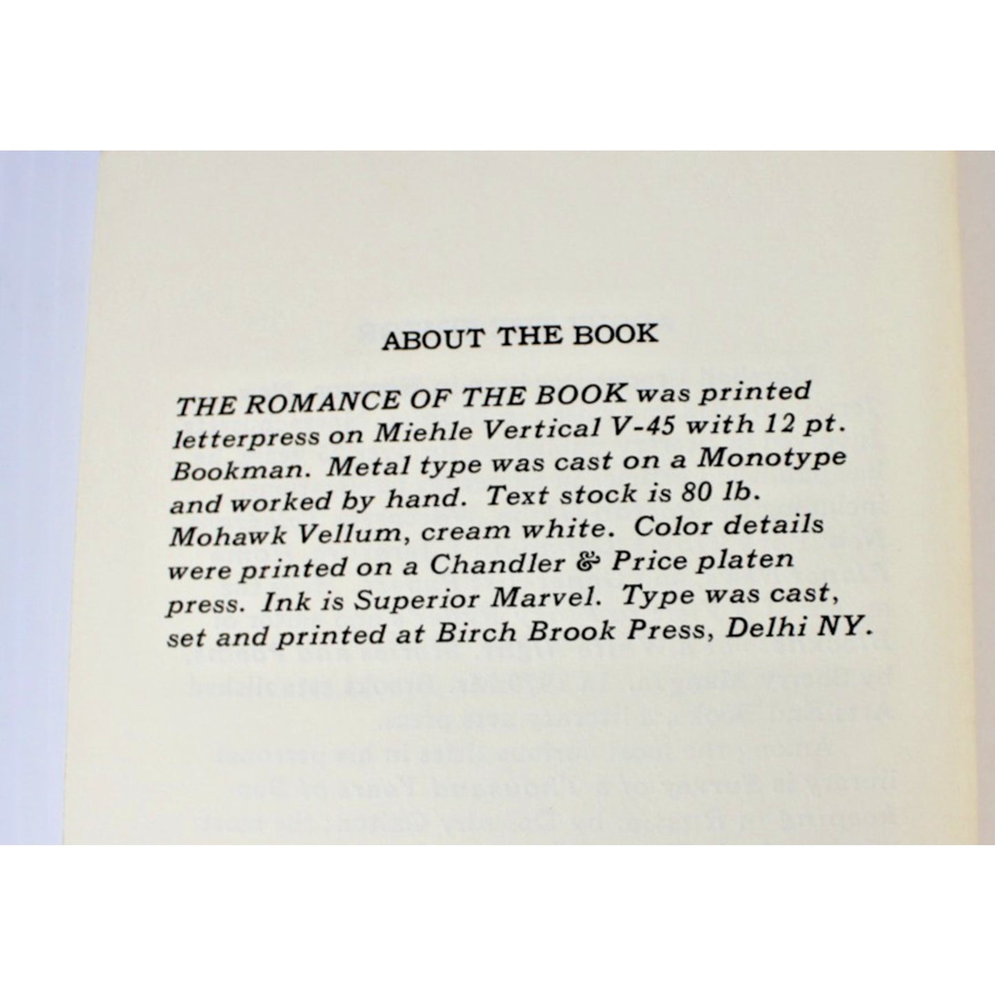 The Romance of the Book: Marshall Brooks, 1995, Letterpress Edition, 80 lb Stock