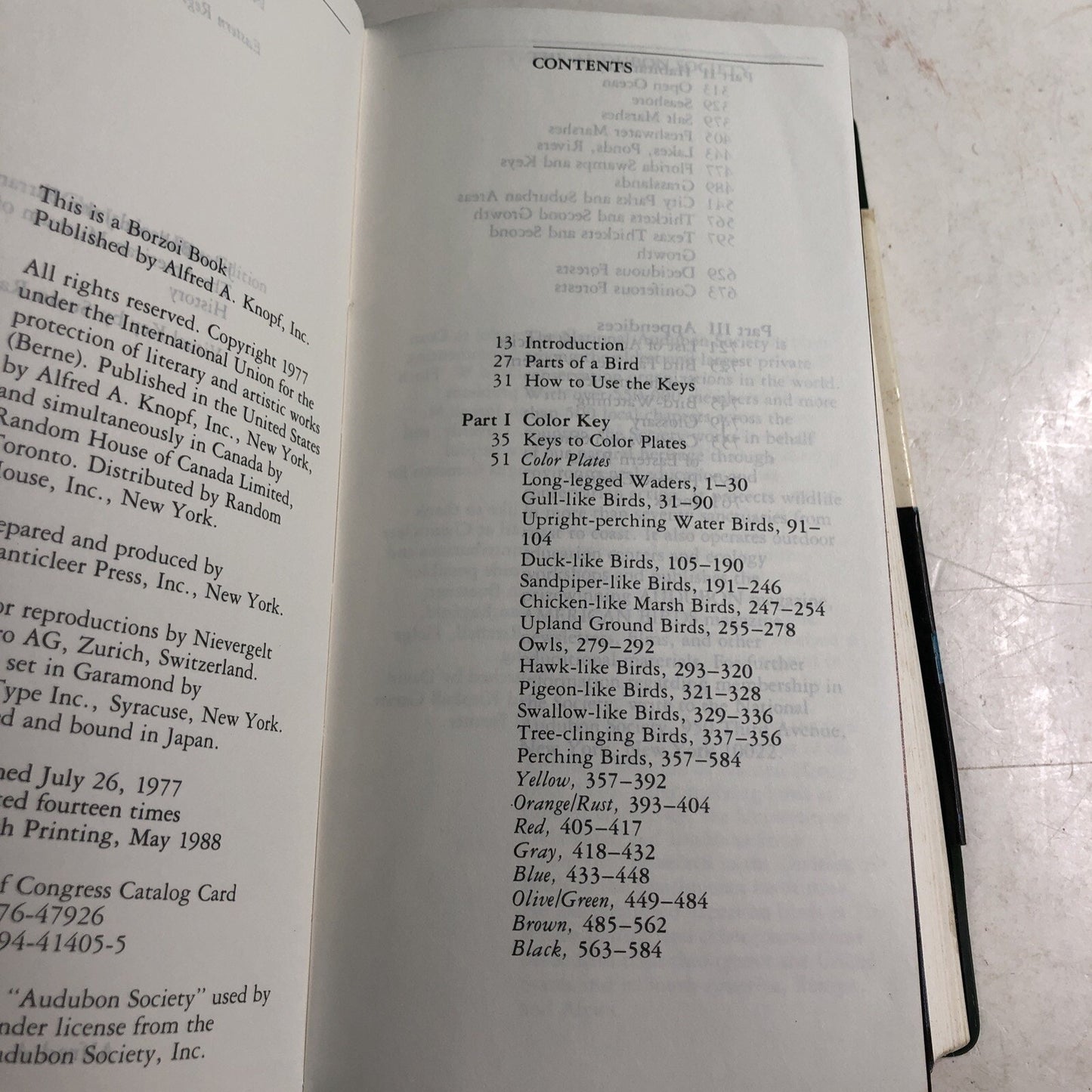 Audubon Society Field Guide to North American Birds Eastern Region 1977
