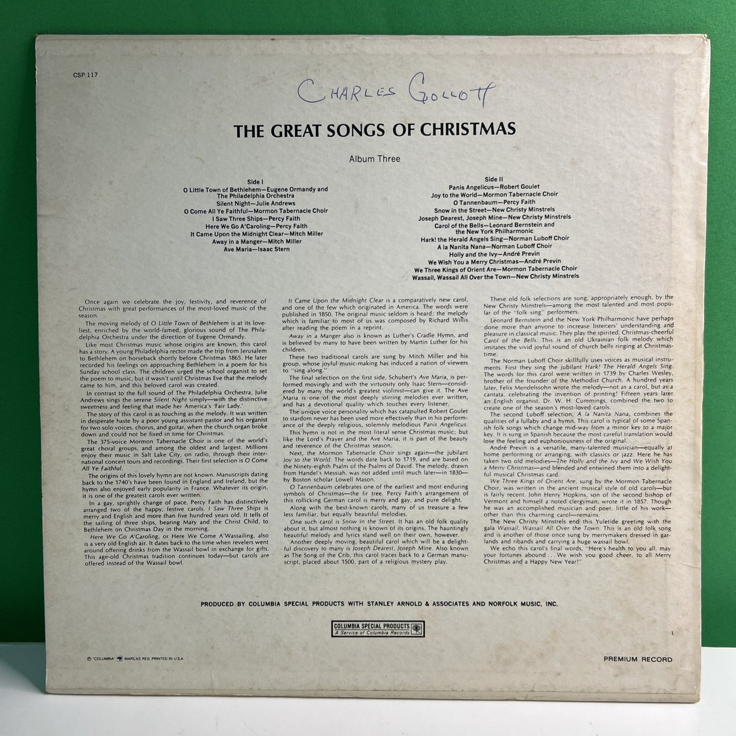 The Great Songs Of Christmas Album Three Columbia For Goodyear Collectors 1963