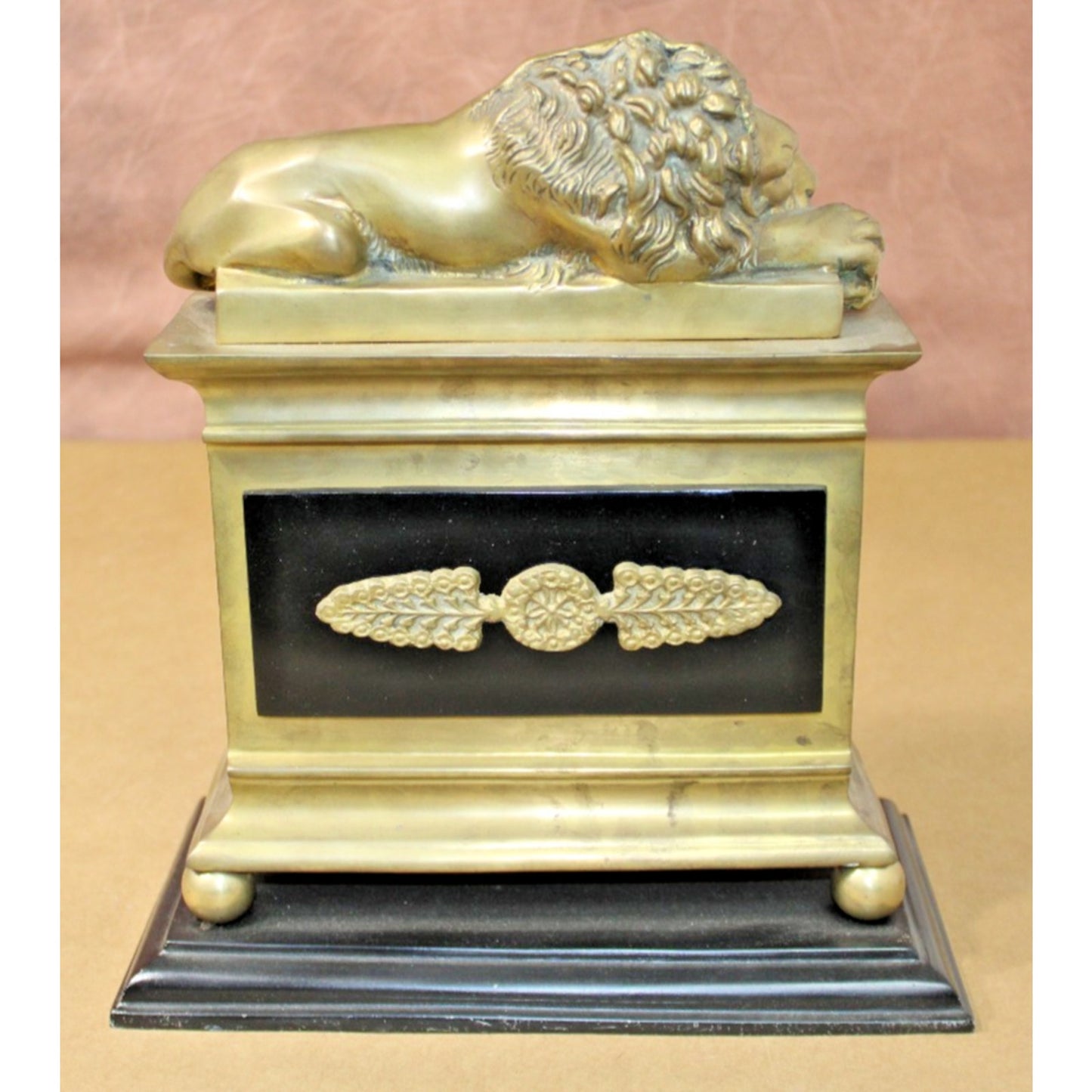 11" Antique Grand Tour Brass Lion Sculpture, Classical, Regency
