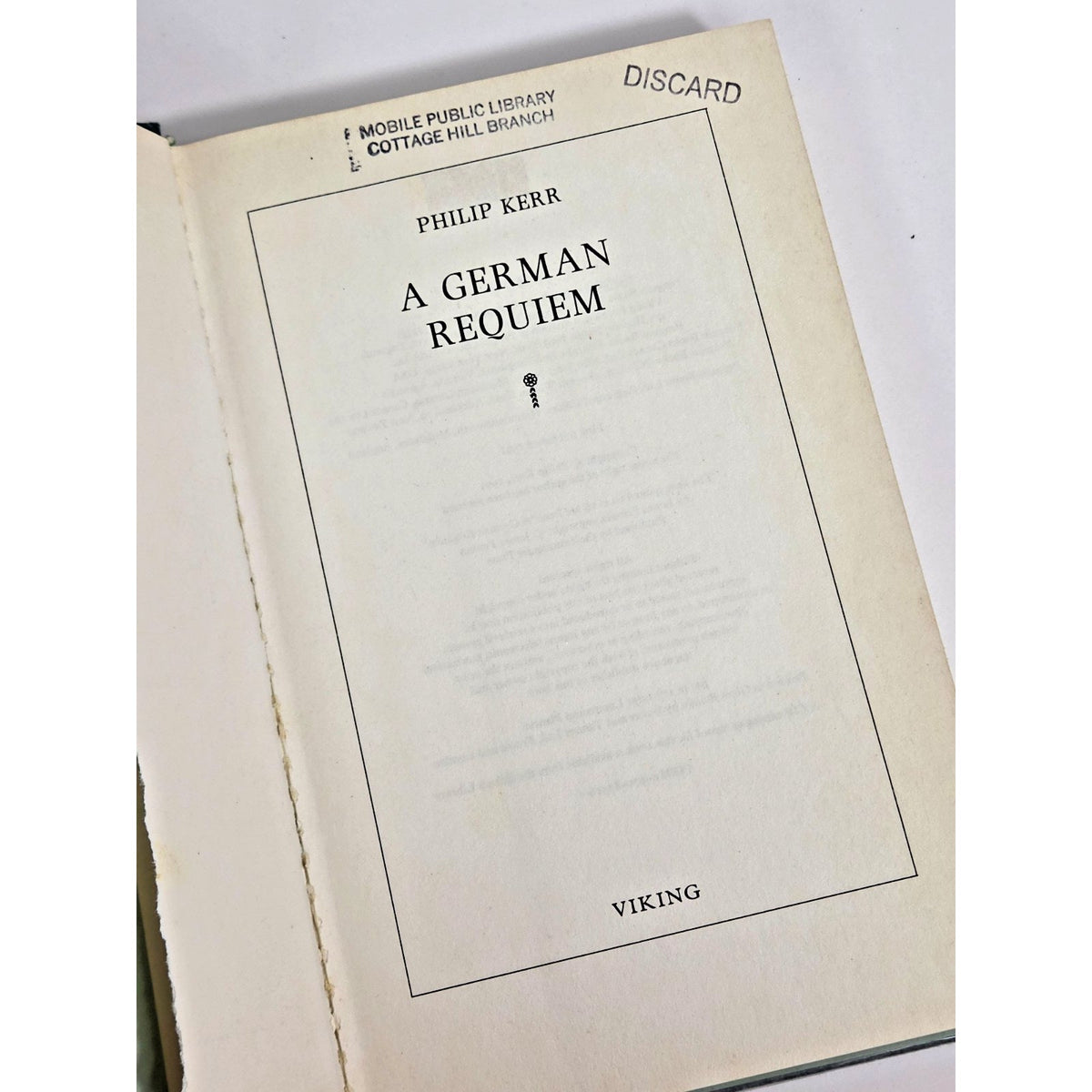 A German Requiem Philip Kerr 1991 First Edition Hardcover Bernie Gunther Noir