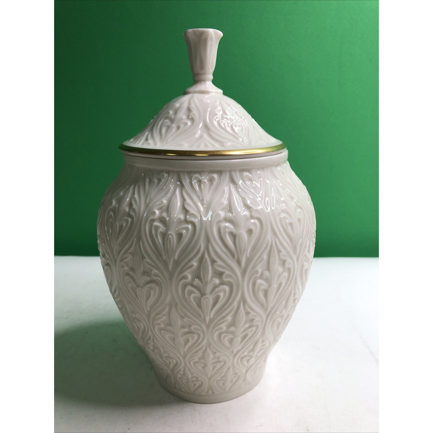 Vintage Early 1970s Lenox 9” Kismet Candy Jar w/ Lid, 24k Gold Trim, Porcelain