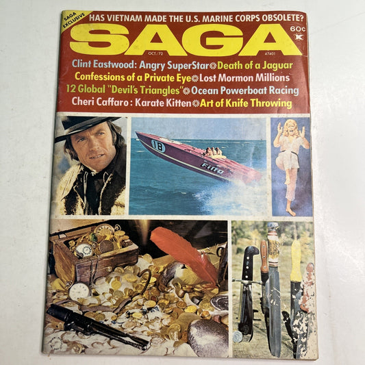 SAGA MAGAZINE for Men October 1972 Clint Eastwood Marines Cheri Caffaro Karate