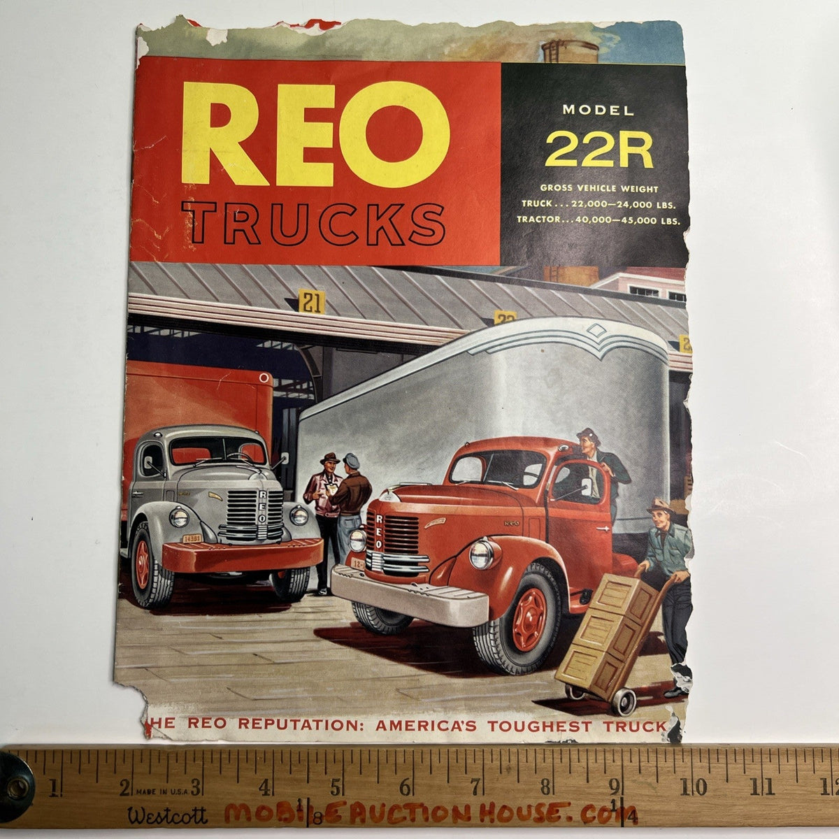 Lot 2 REO Trucks 22R Ad & 1956 News Magazine Tandems Vehicle Illustrated