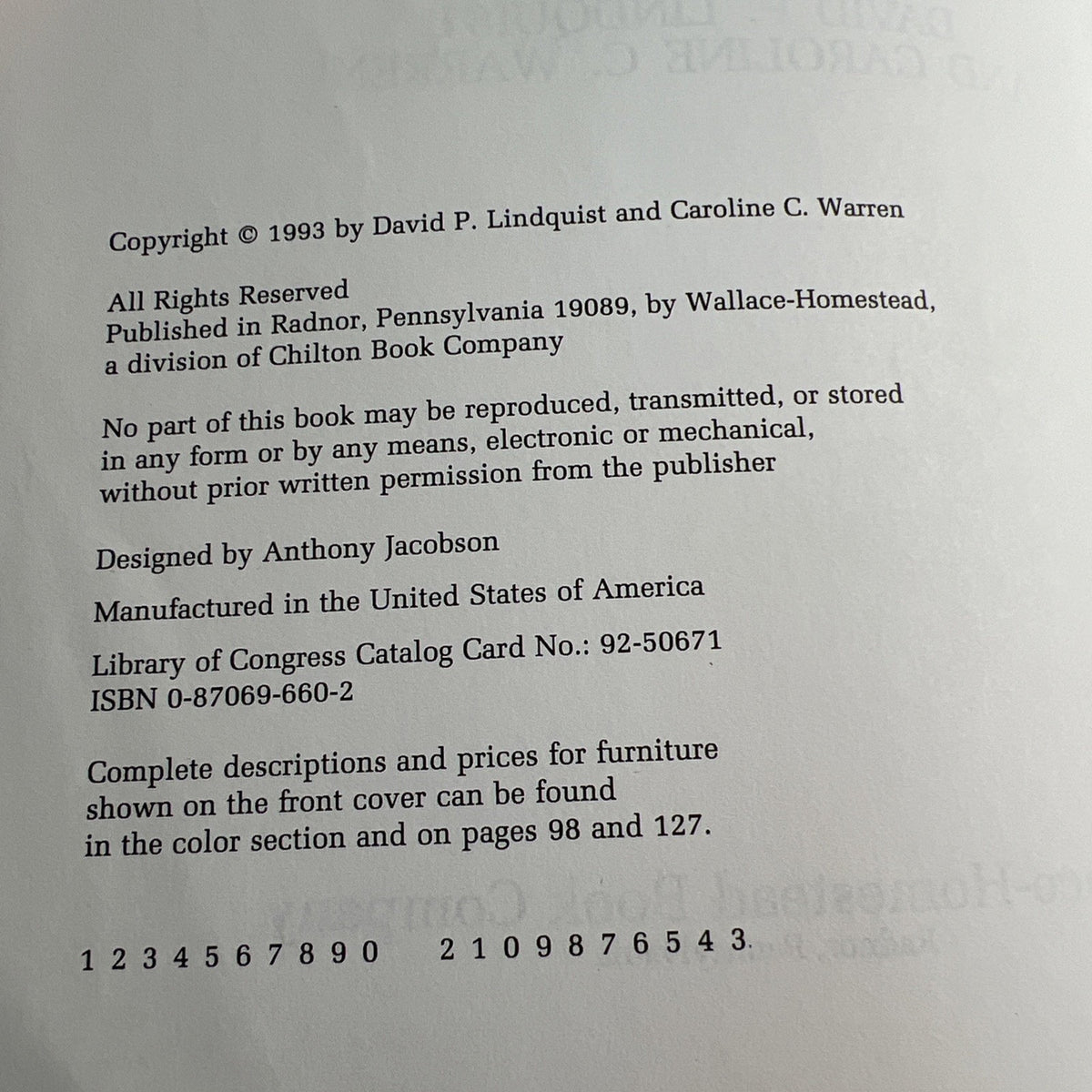 Colonial Revival Furniture with Prices by Warren and Lindquist 1993 PB