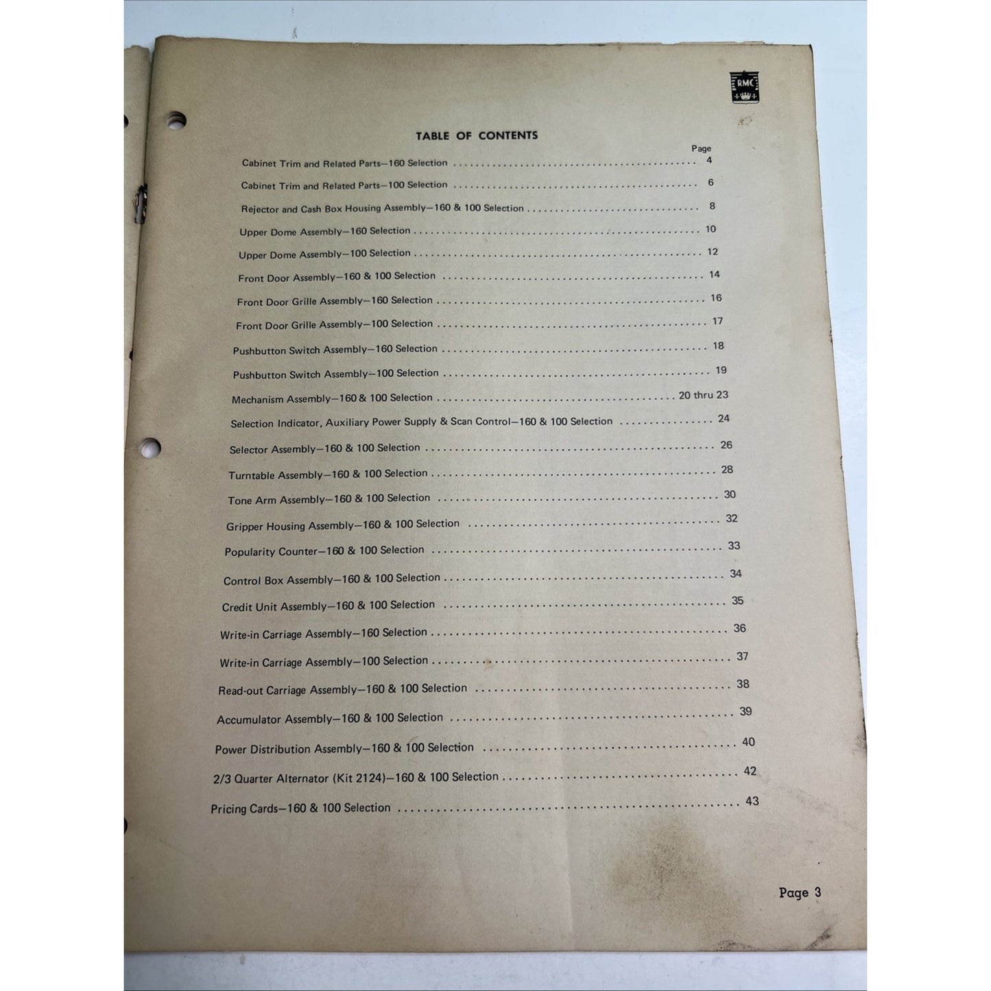 Original Rock-Ola Model 444 & 445 Jukebox Phonograph Parts Catalog Supplement