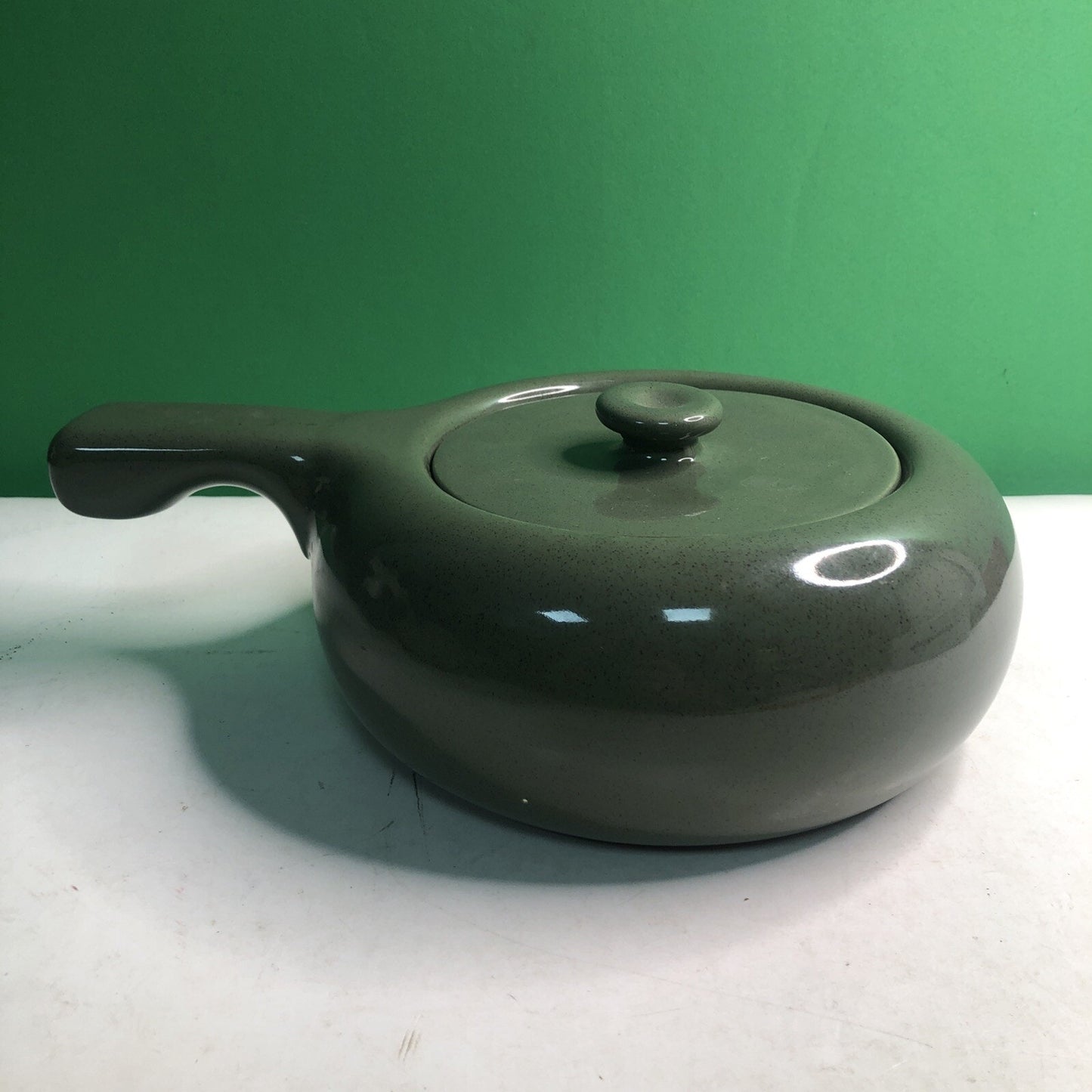 Russel Wright Bean Pot MCM Retro Green Steubenville Casserole Kitchen Decor 2 Qt