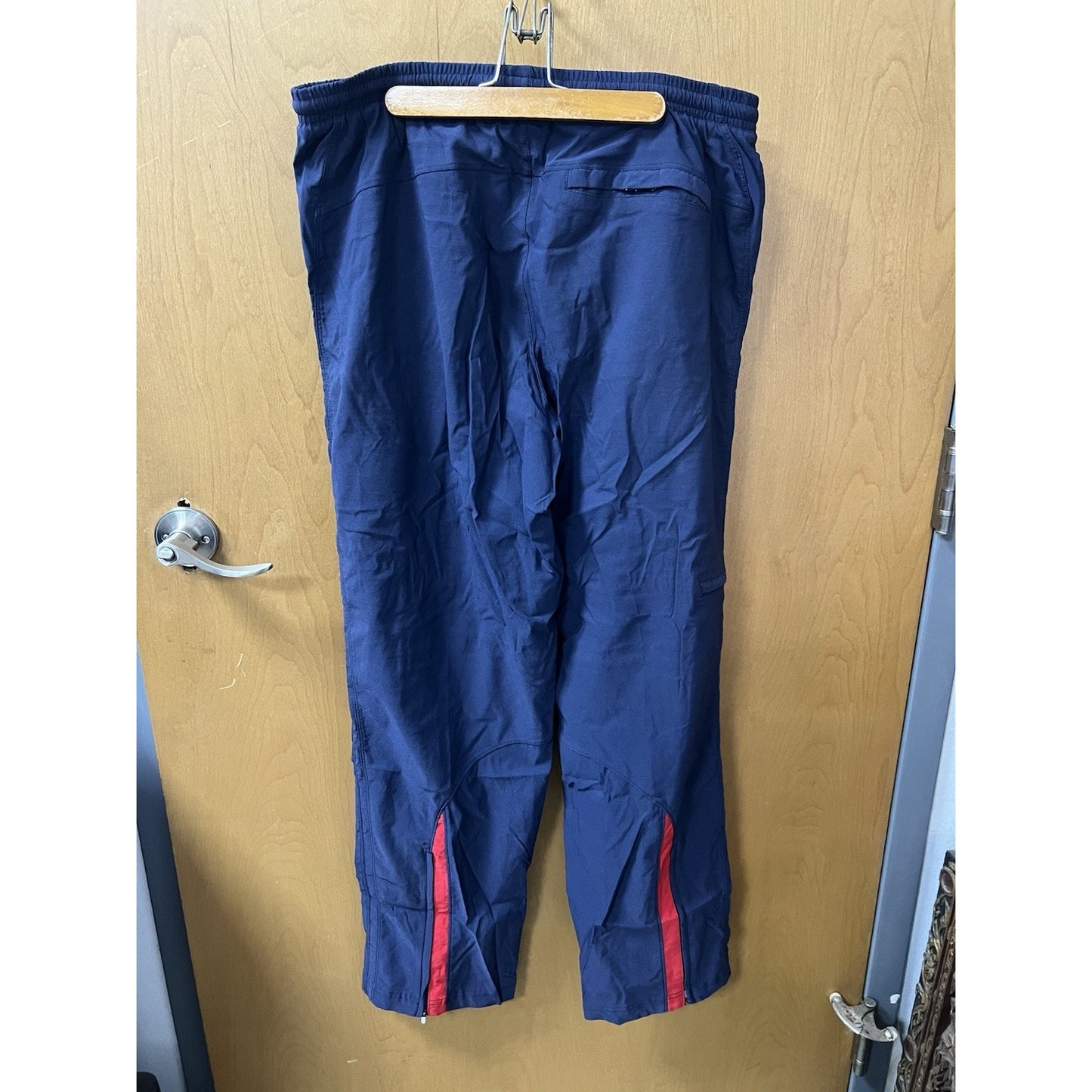 Nike Mens Medium M Dri-Fit Track Warmup Zip Ankle Drawstring Waist Blue Red