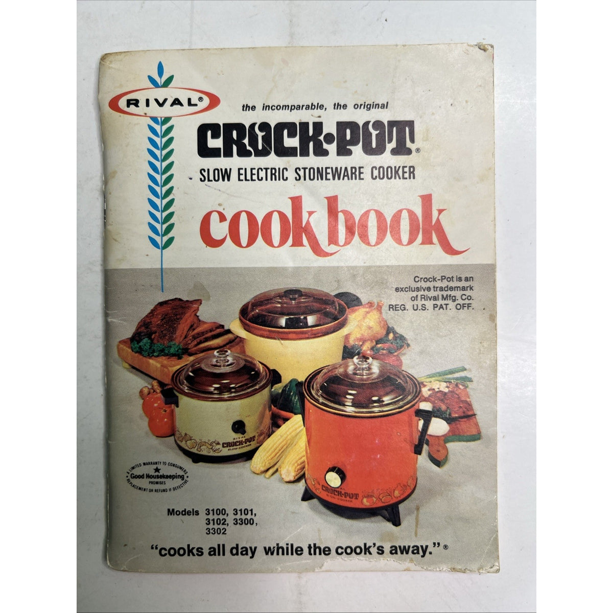 Vintage Rival Crock-Pot Slow Electric Stoneware Cooker Cookbook Book 1970’s Ad